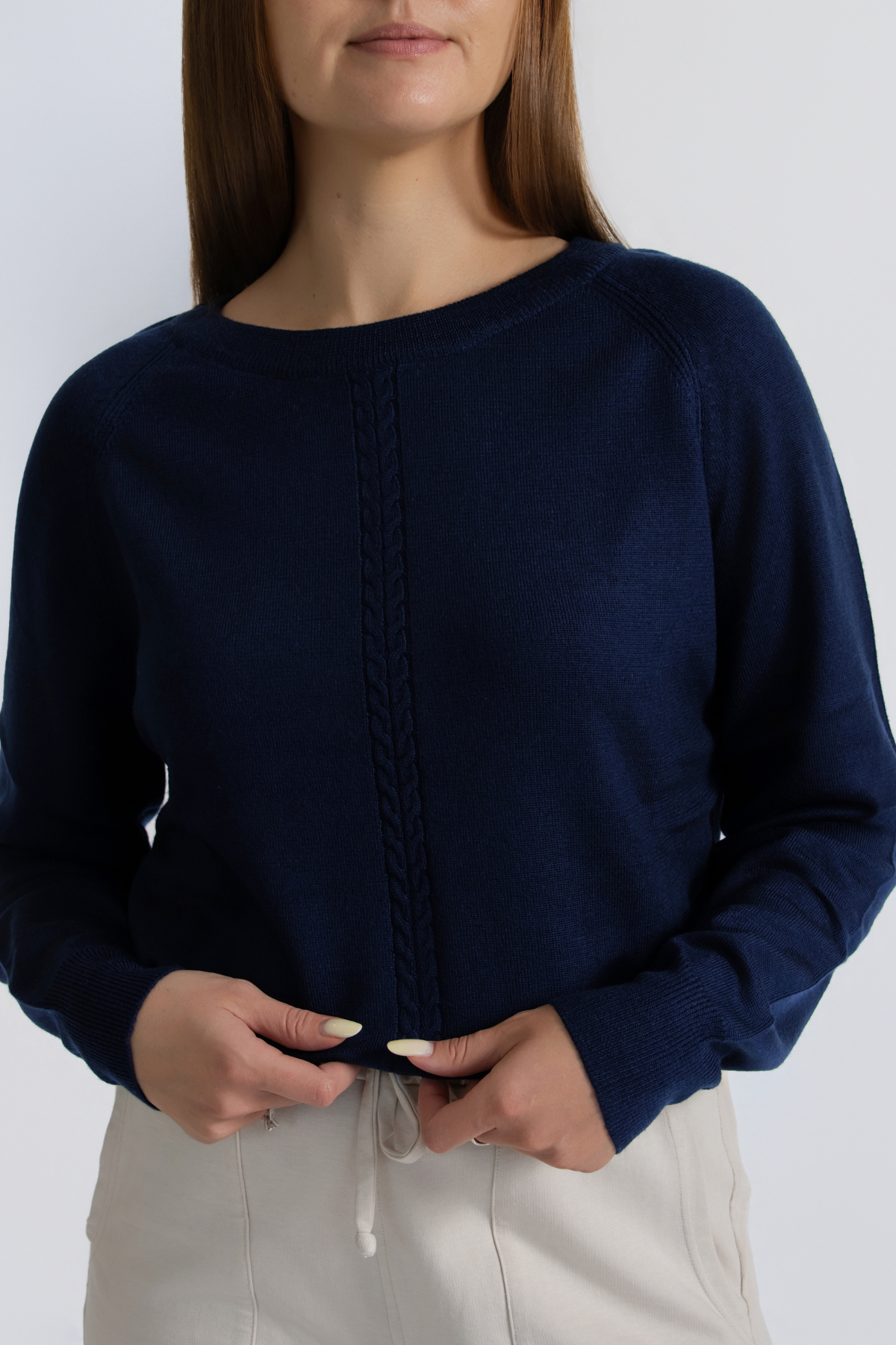Merino Cable Knit Jumper - Midnight