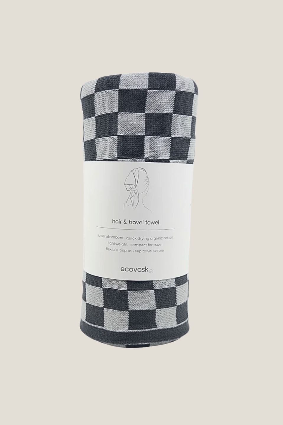 Hair & Travel Towel - Graphite Chequer