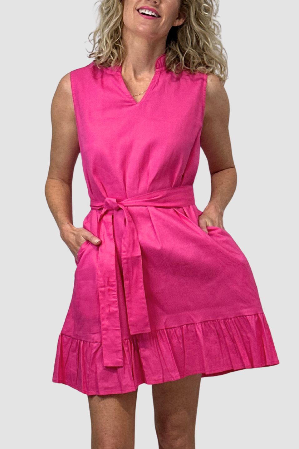 Hot Pink Ruffle Day Dress