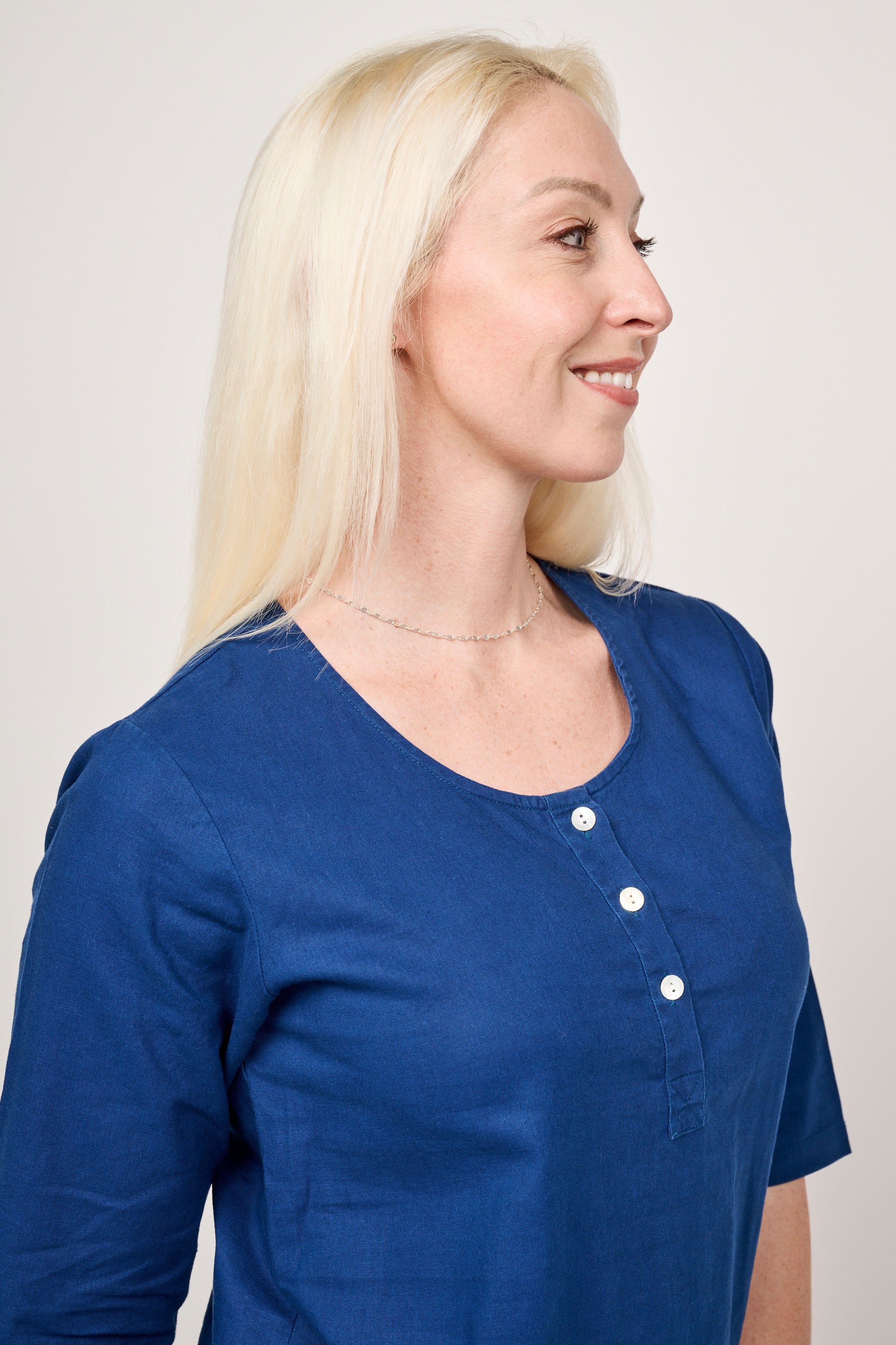 Navy Peony Blouse