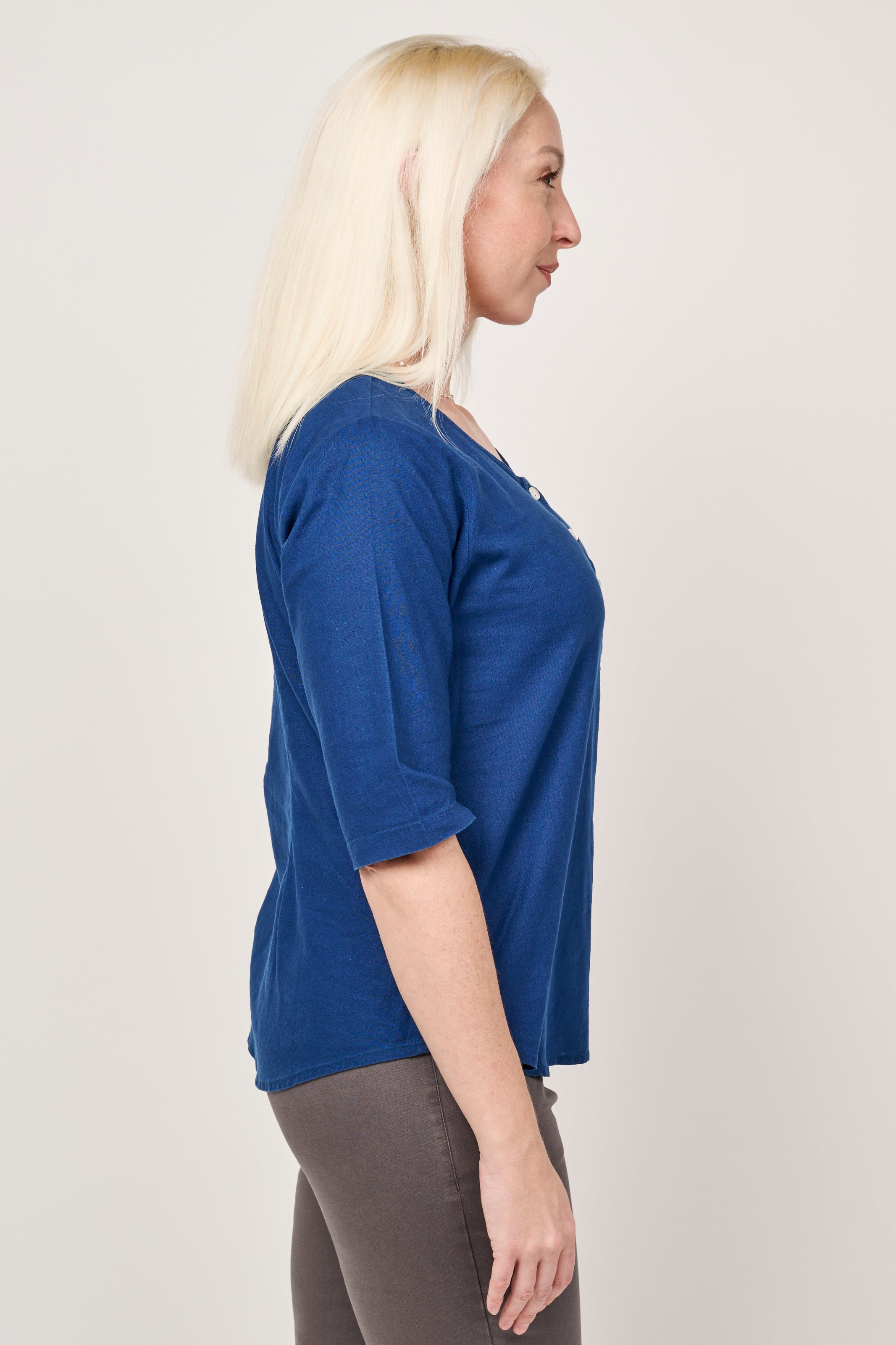 Navy Peony Blouse
