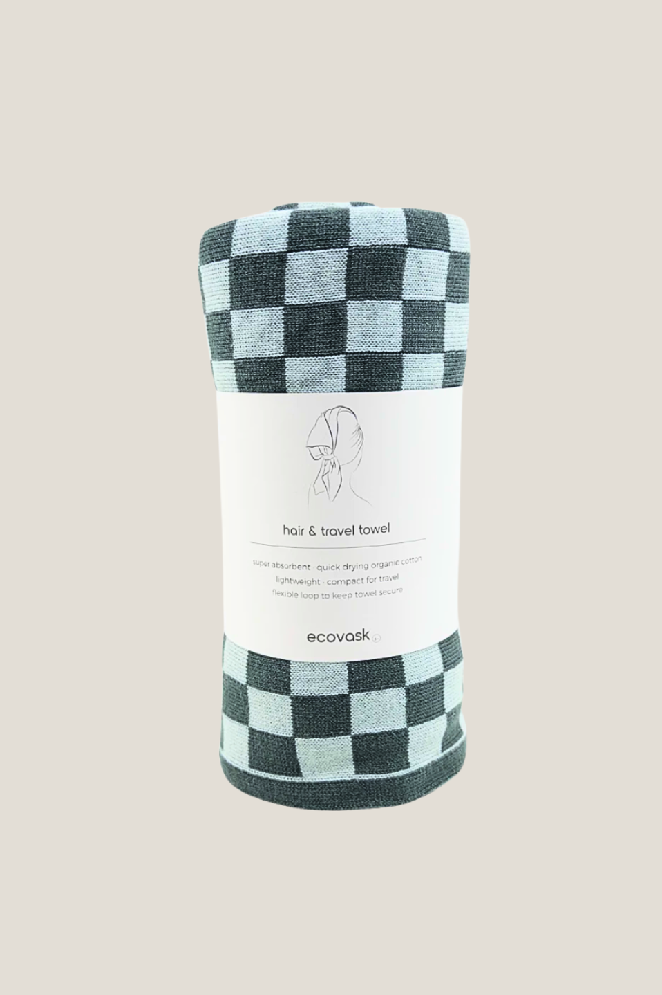 Hair Towel Mini - Seafoam Chequer