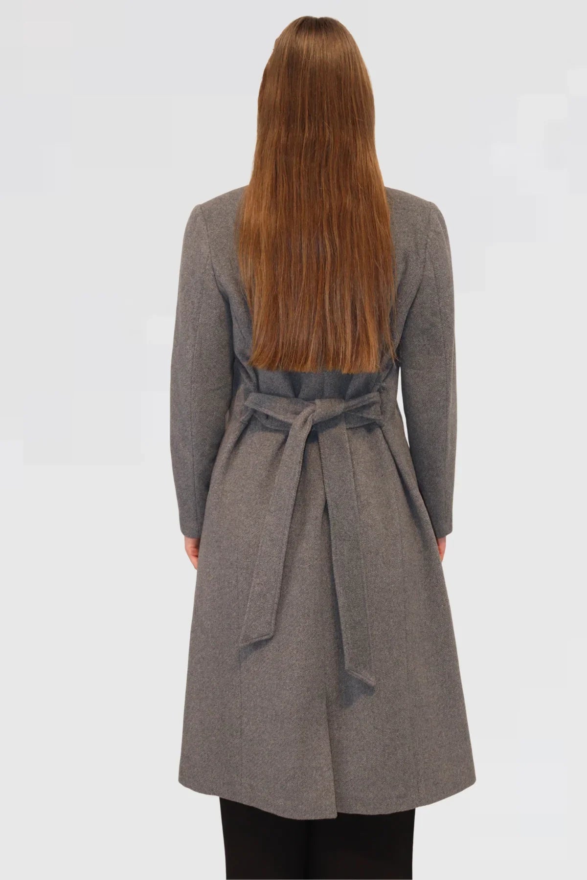 Tie-Belt Wool Long Coat