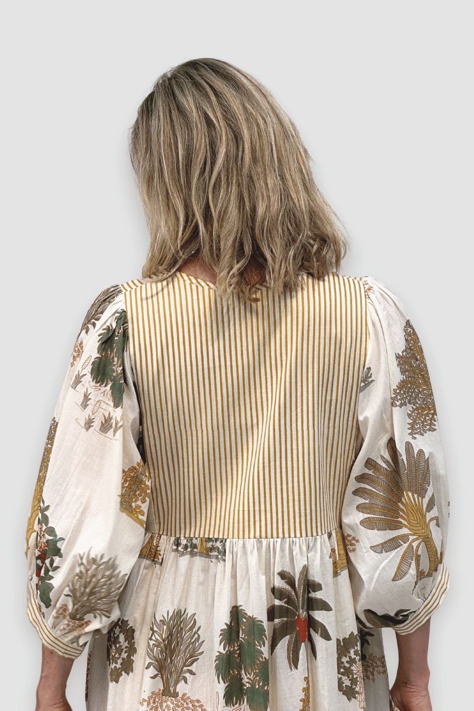 Golden Canopy Cotton Midi Dress