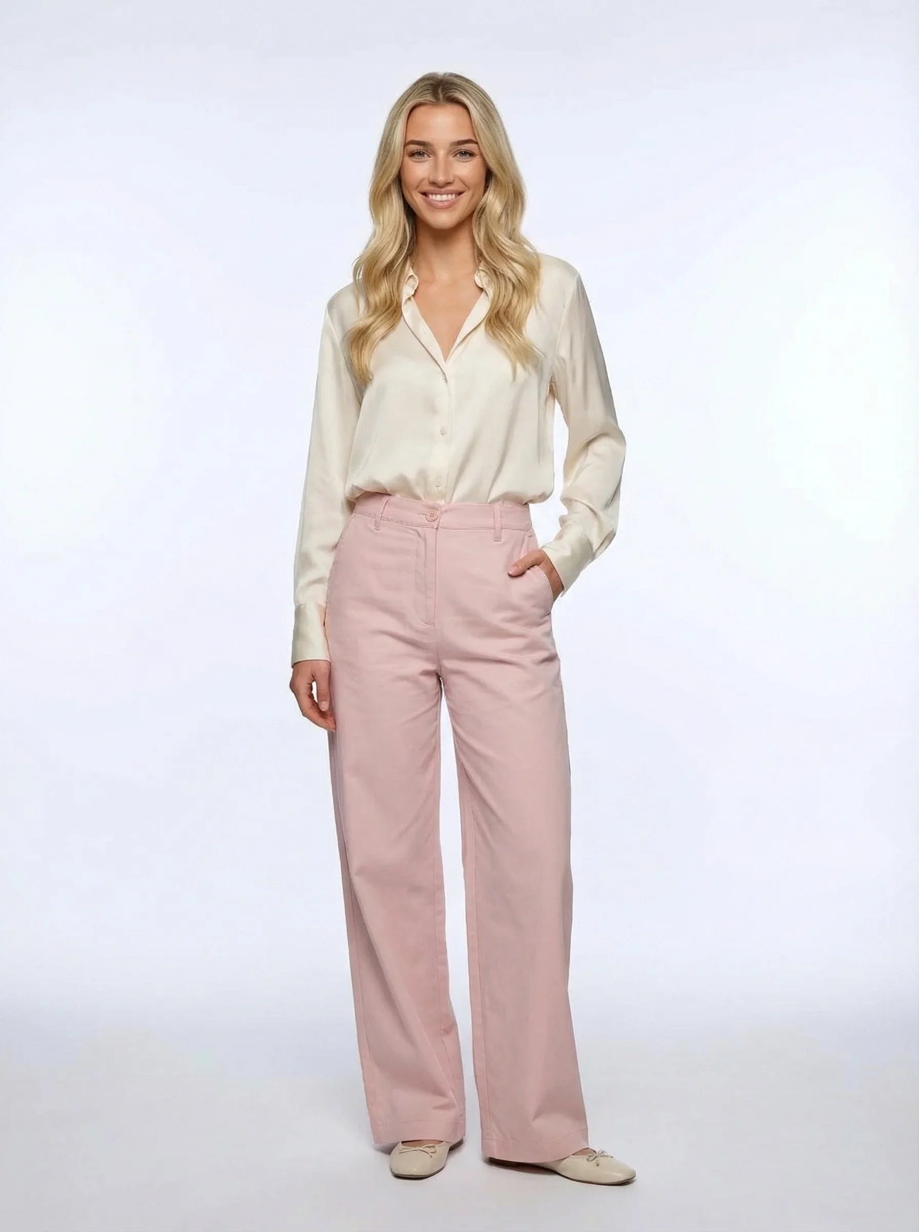 Dusty Pink High-Waisted Pants