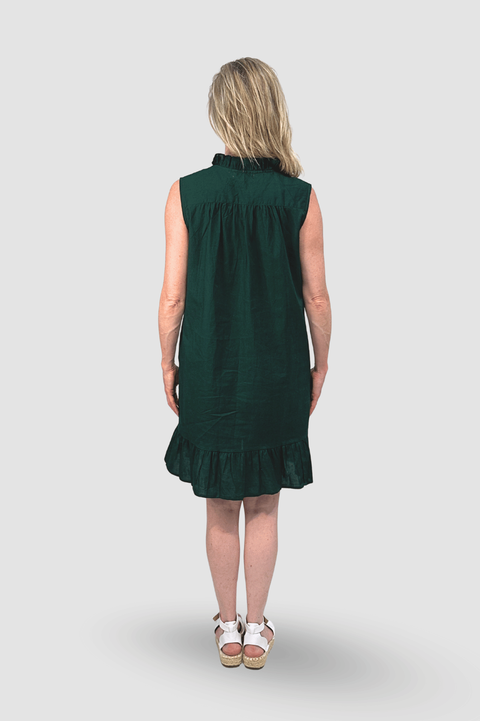 Emerald Ruffle Day Dress