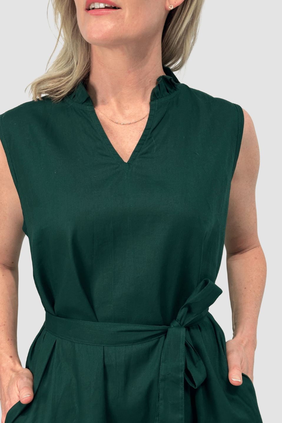 Emerald Ruffle Day Dress