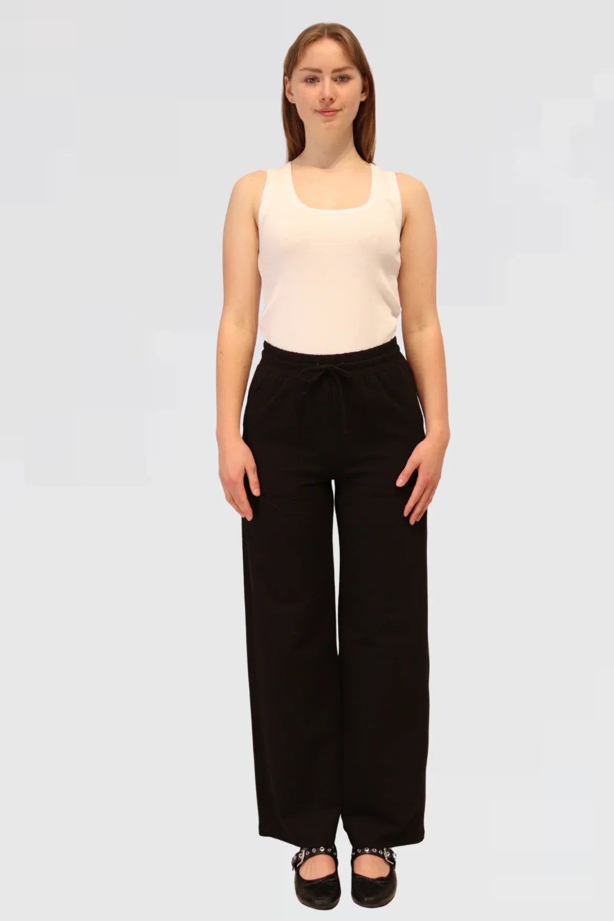 Organic Black Wide-Leg Pants
