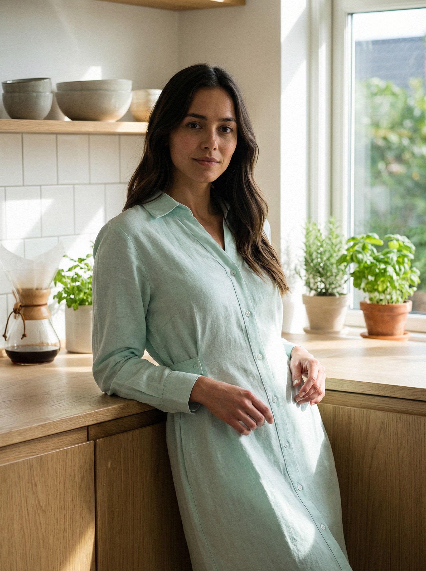 Coastal Mint Drift Shirt Dress