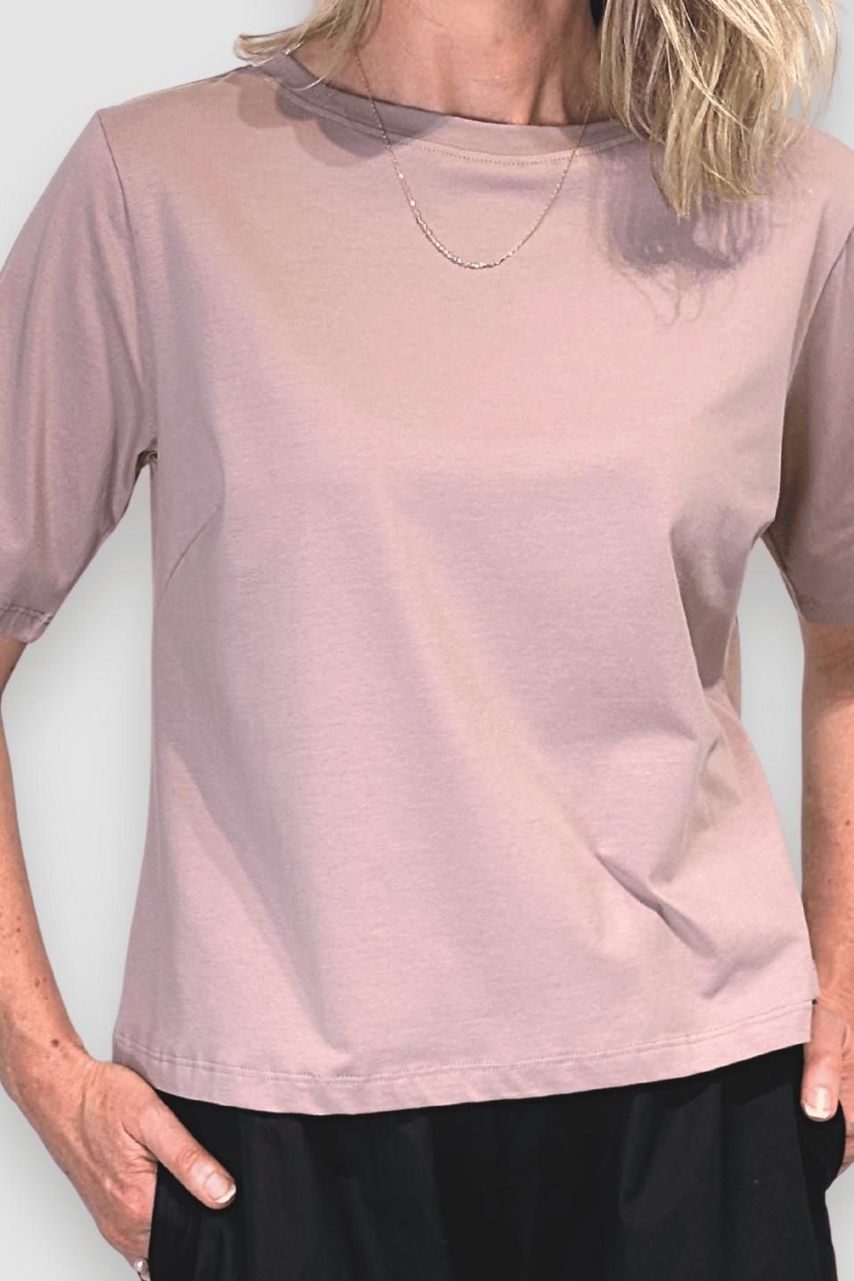 Organic Flex Crew Tee - Rose Pink