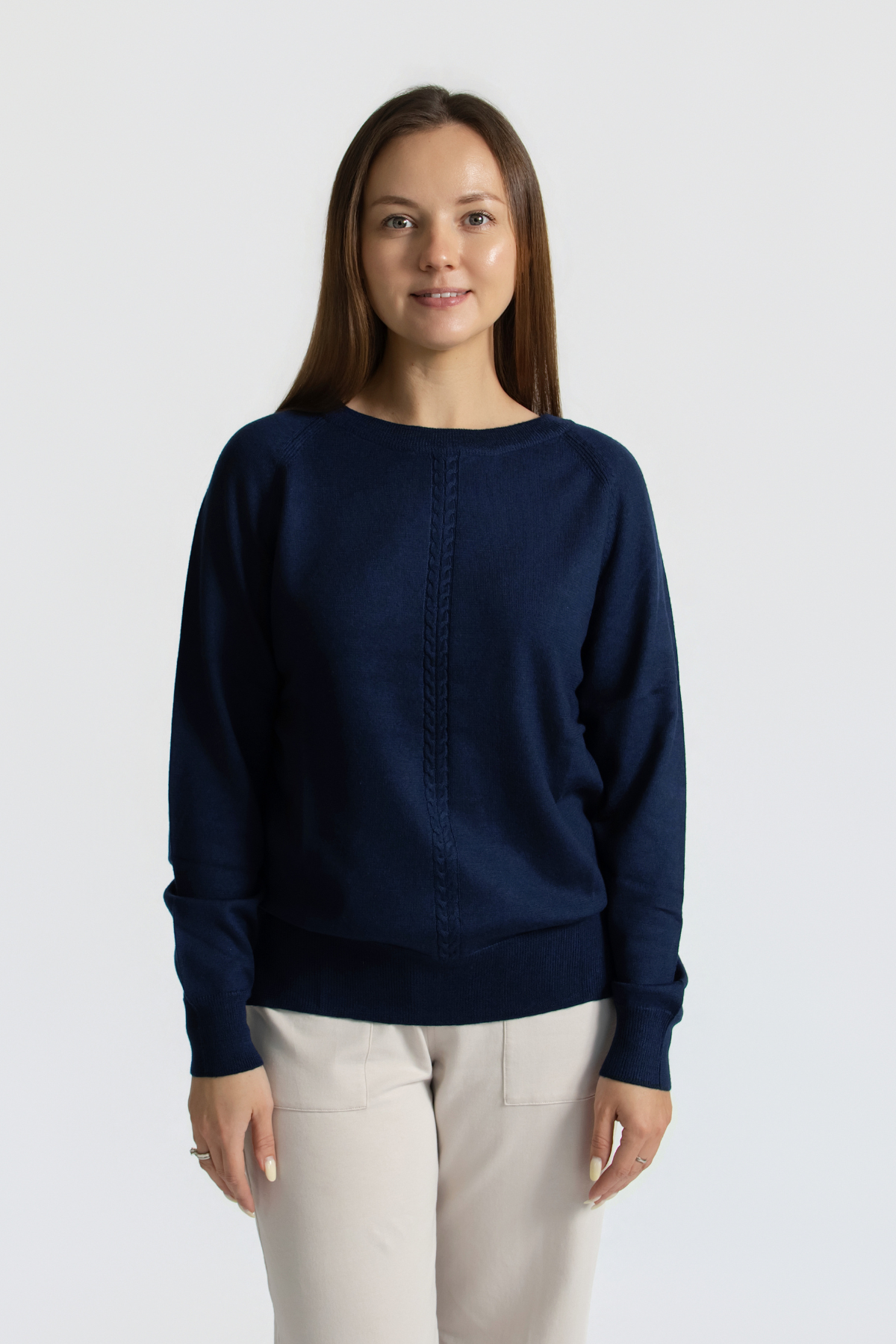 Merino Cable Knit Jumper - Midnight