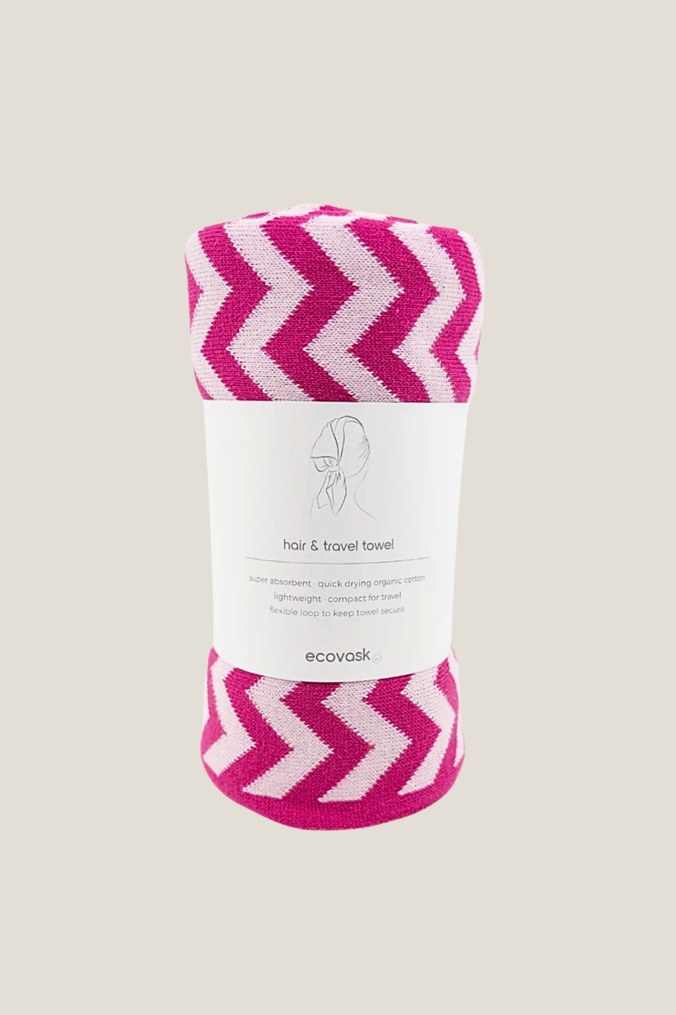 Hair & Travel Towel - Raspberry Chevron
