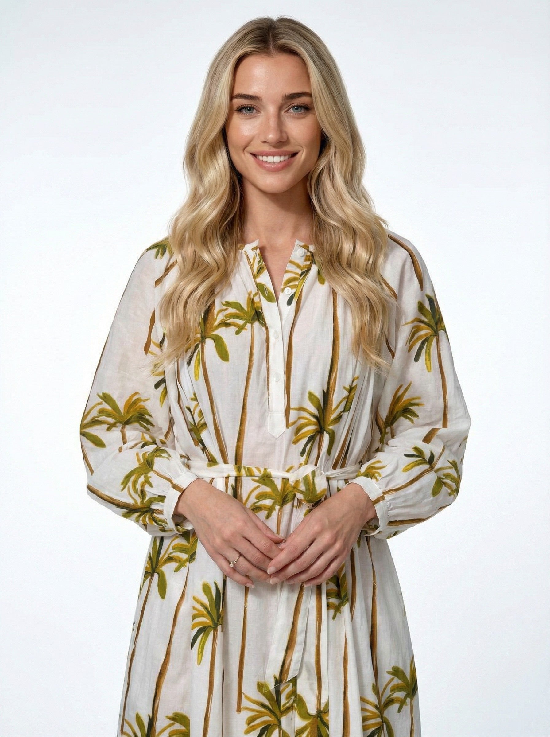 Golden Oasis Palm Dress
