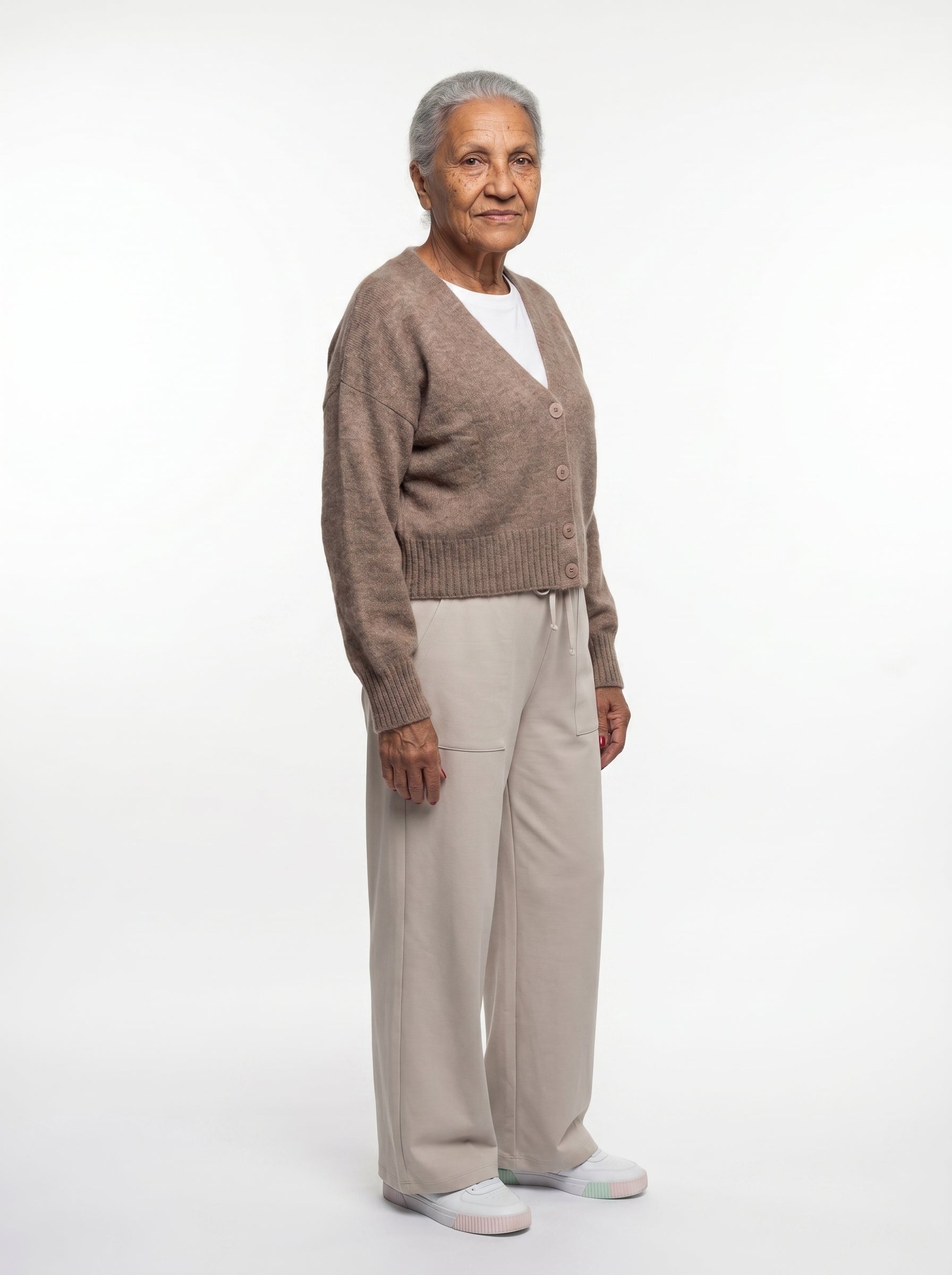 V-Neck Cardigan - Natural