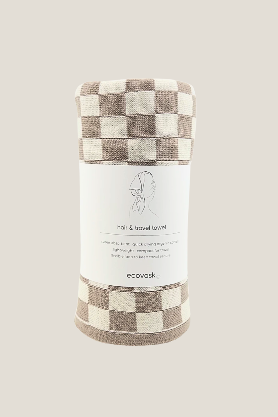Hair & Travel Towel - Hummus Chequer
