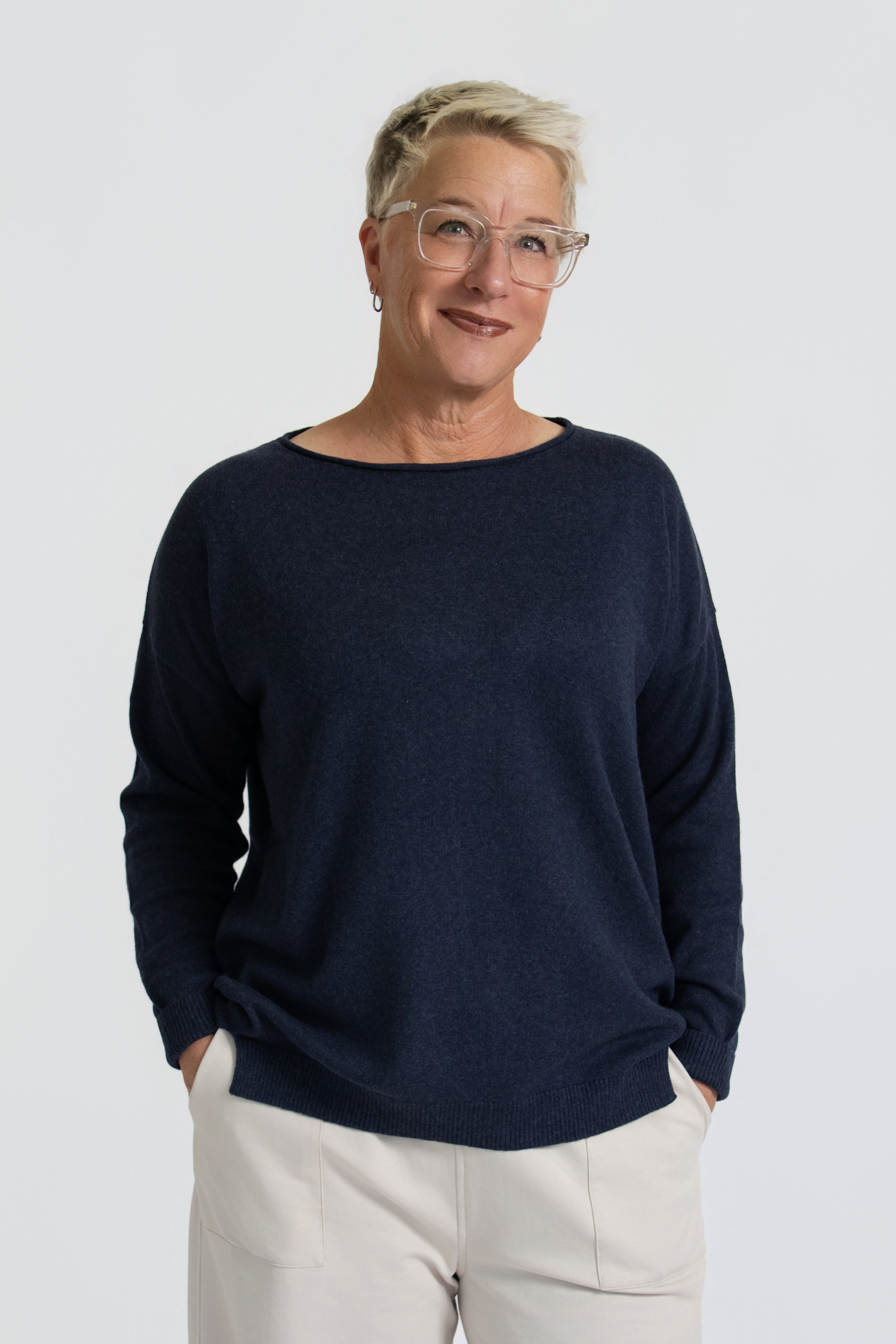 Cotton Cashmere Sweater - Cosmic Blue