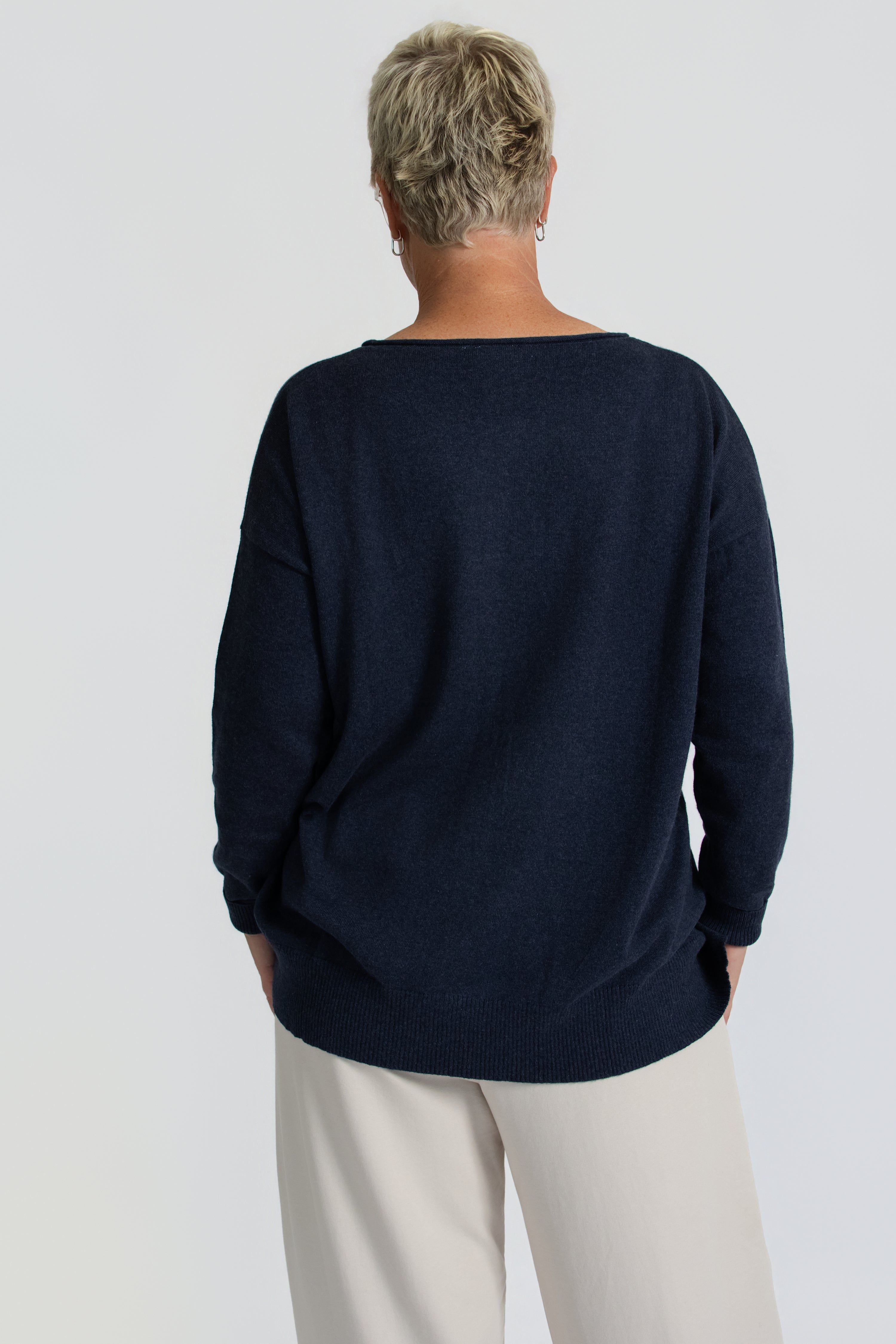 Cotton Cashmere Sweater - Cosmic Blue
