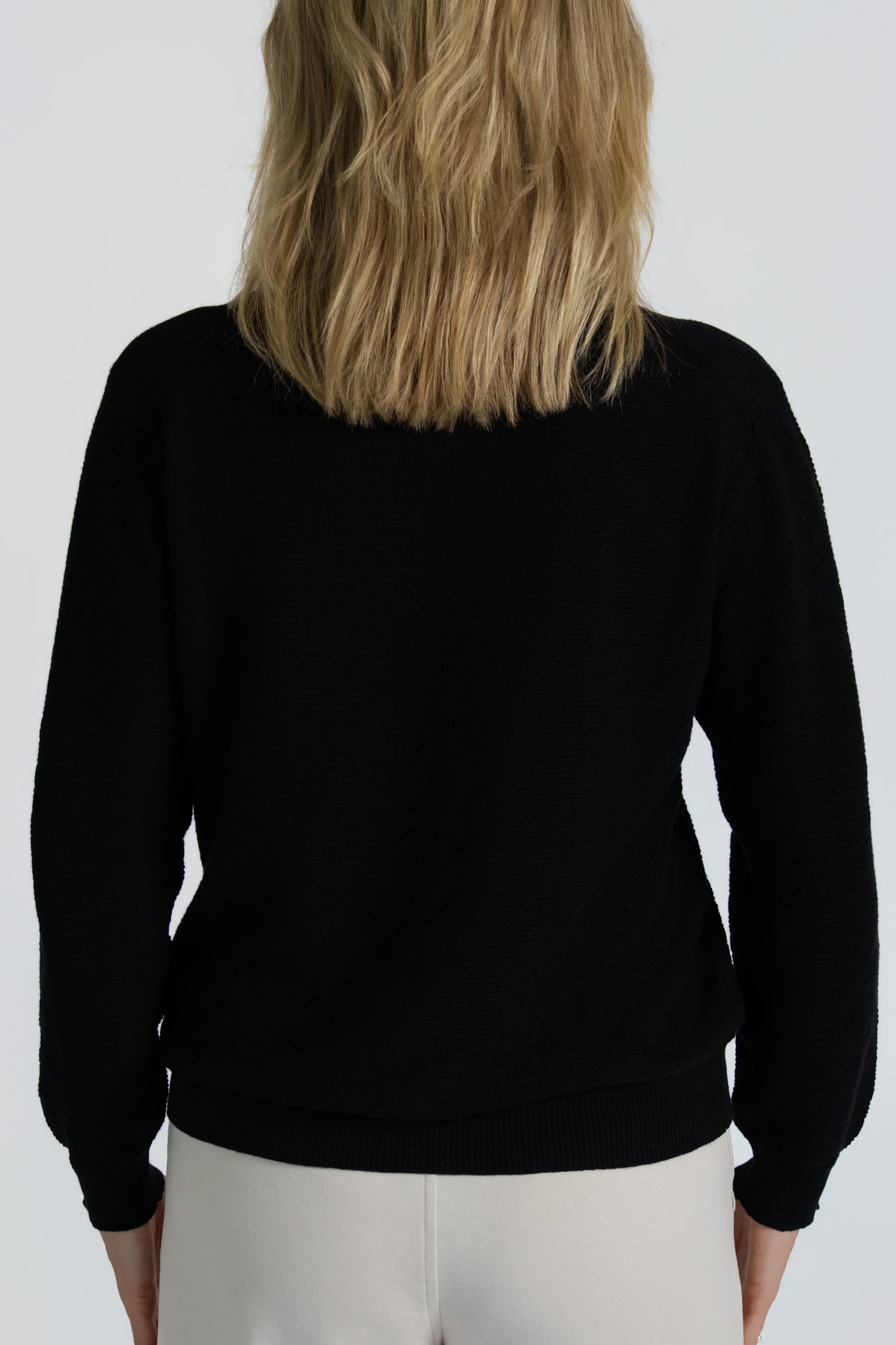 Black Textured Cotton Knit