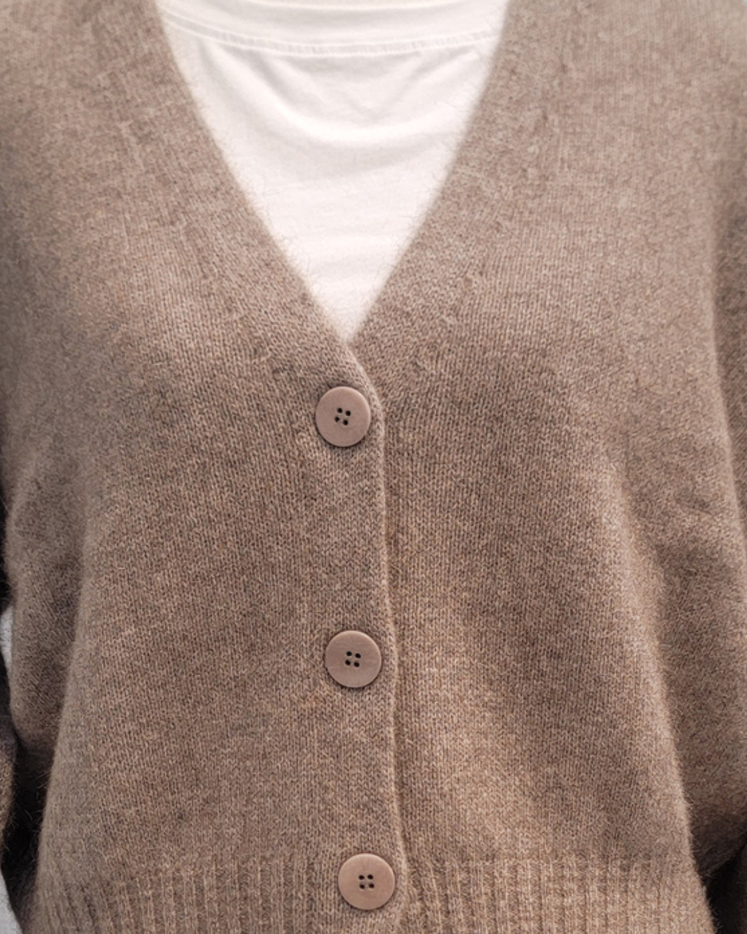 V-Neck Cardigan - Natural