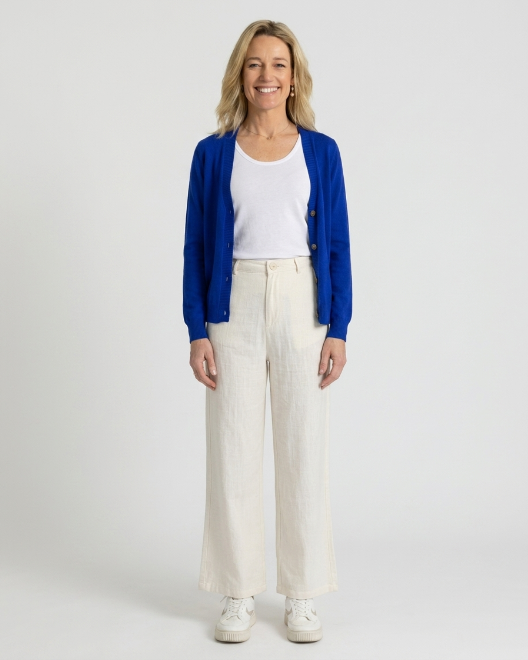 High Waisted Wide-Leg Linen Pants - Natural