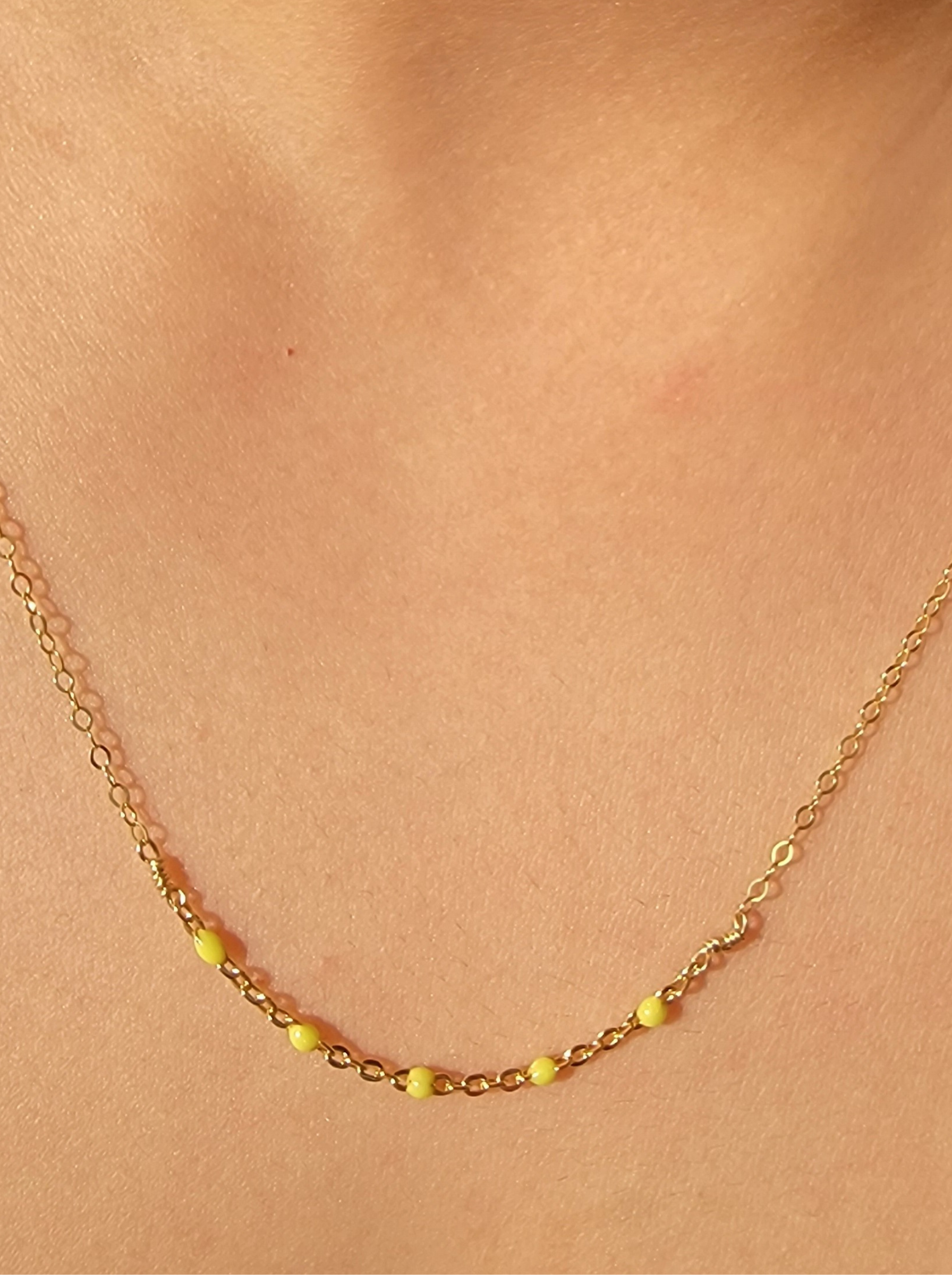 Lemon Enamel Satellite Necklace