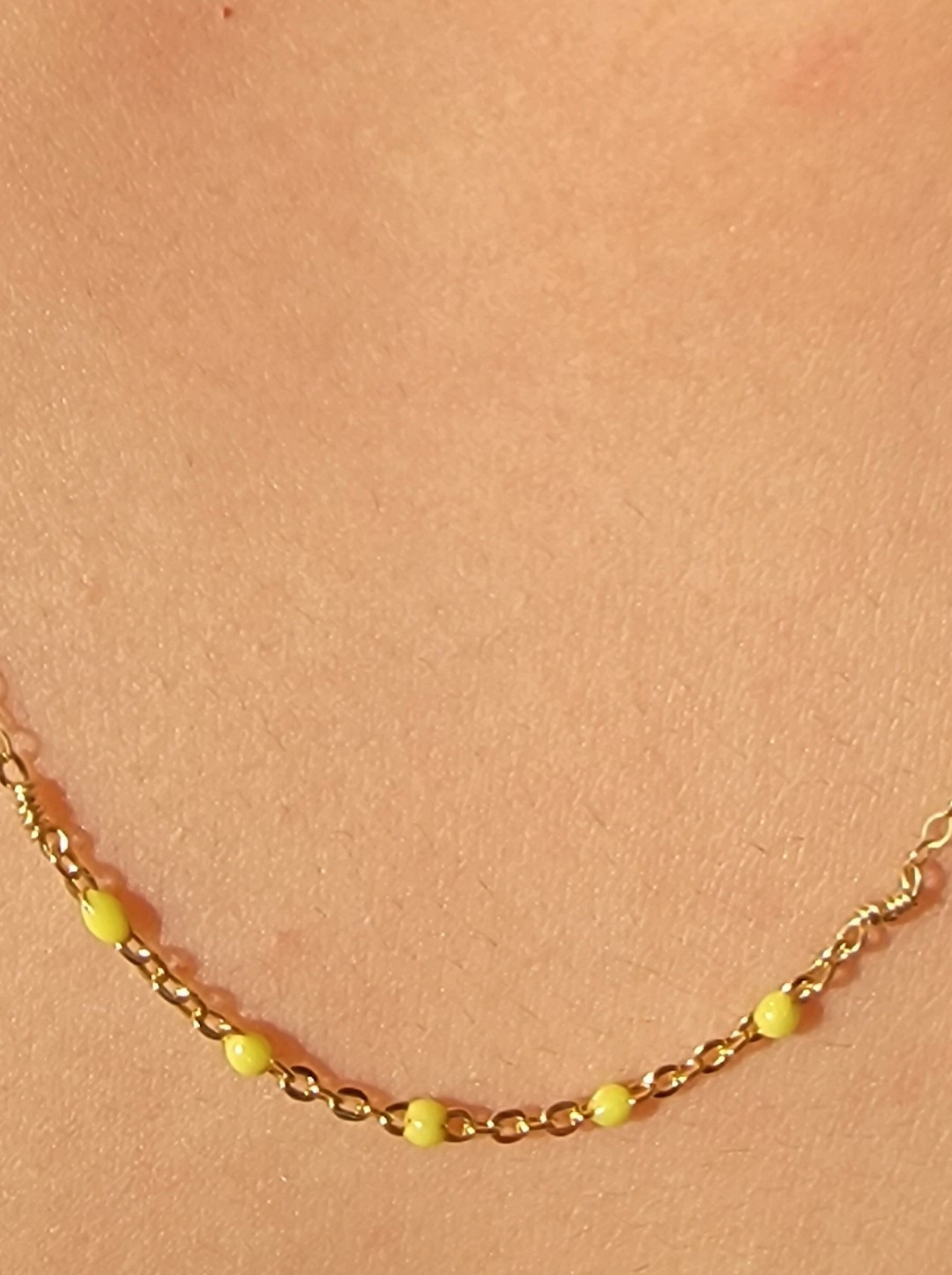 Lemon Enamel Satellite Necklace