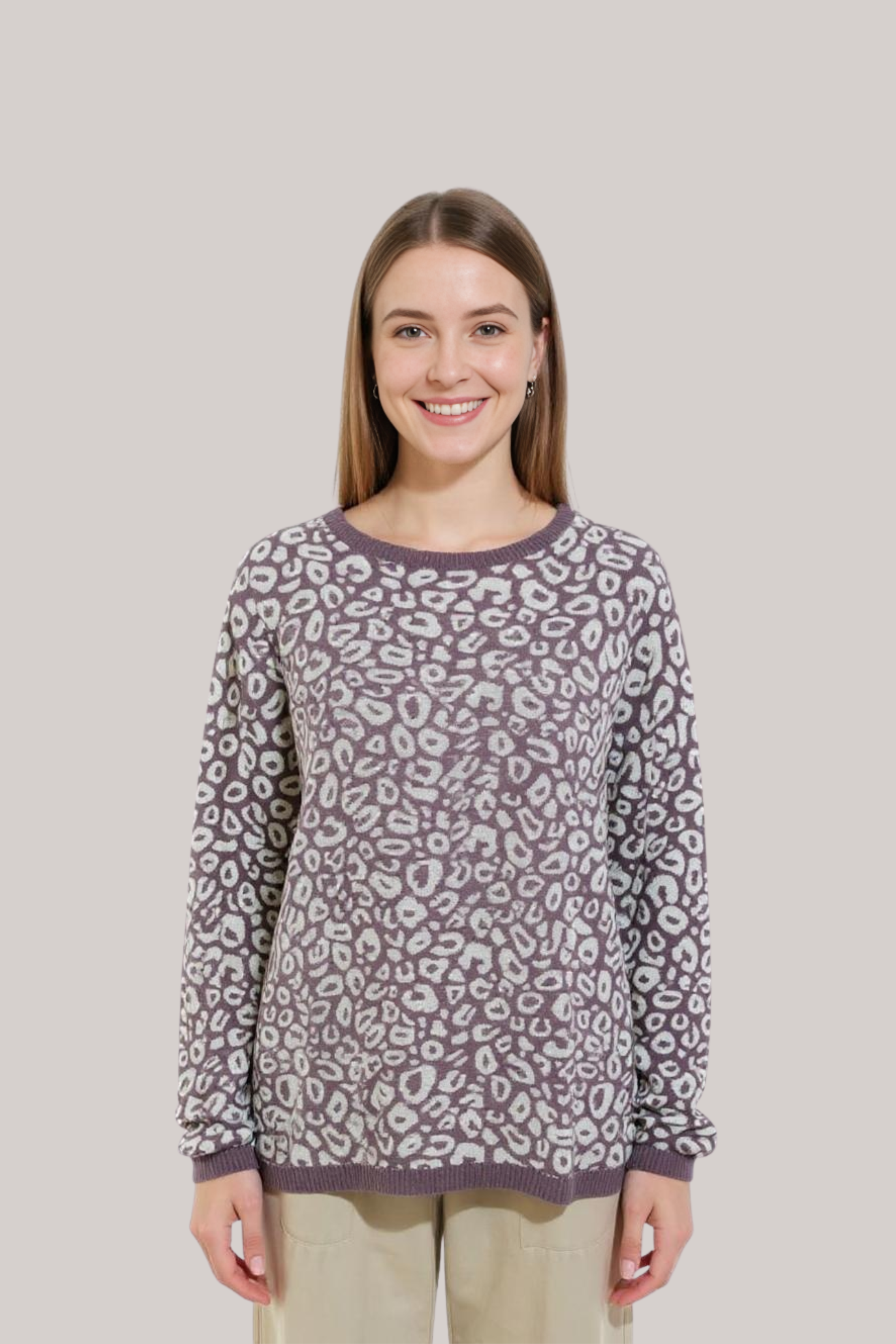 Cotton Jacquard Sweater - Mauve