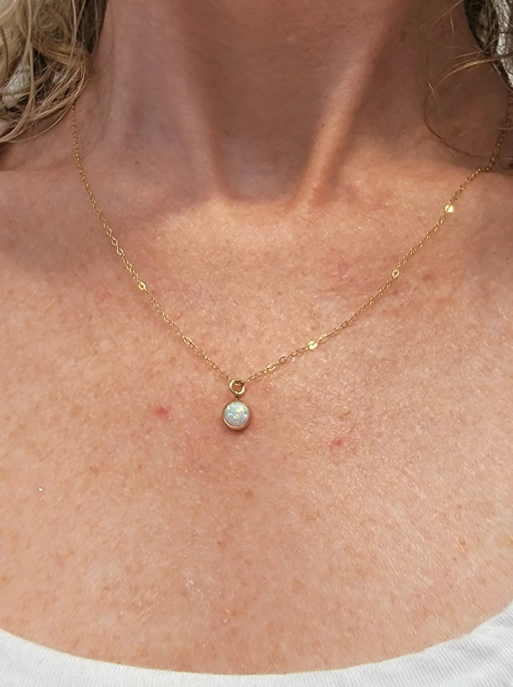 Opal Drop Gold Necklace