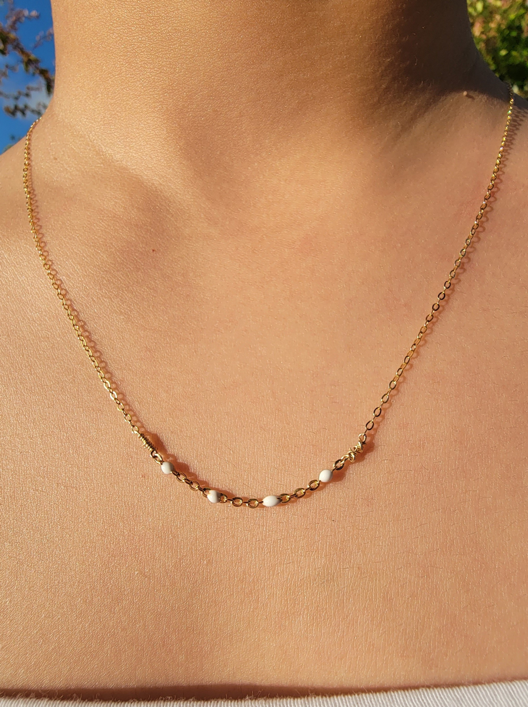 Ivory Enamel Satellite Necklace