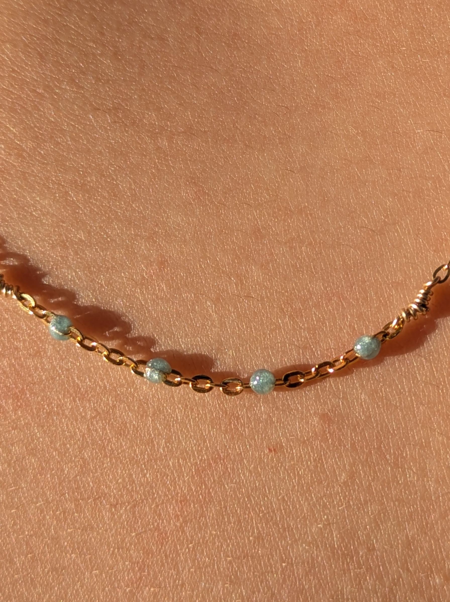 Cloud Blue Enamel Satellite Necklace