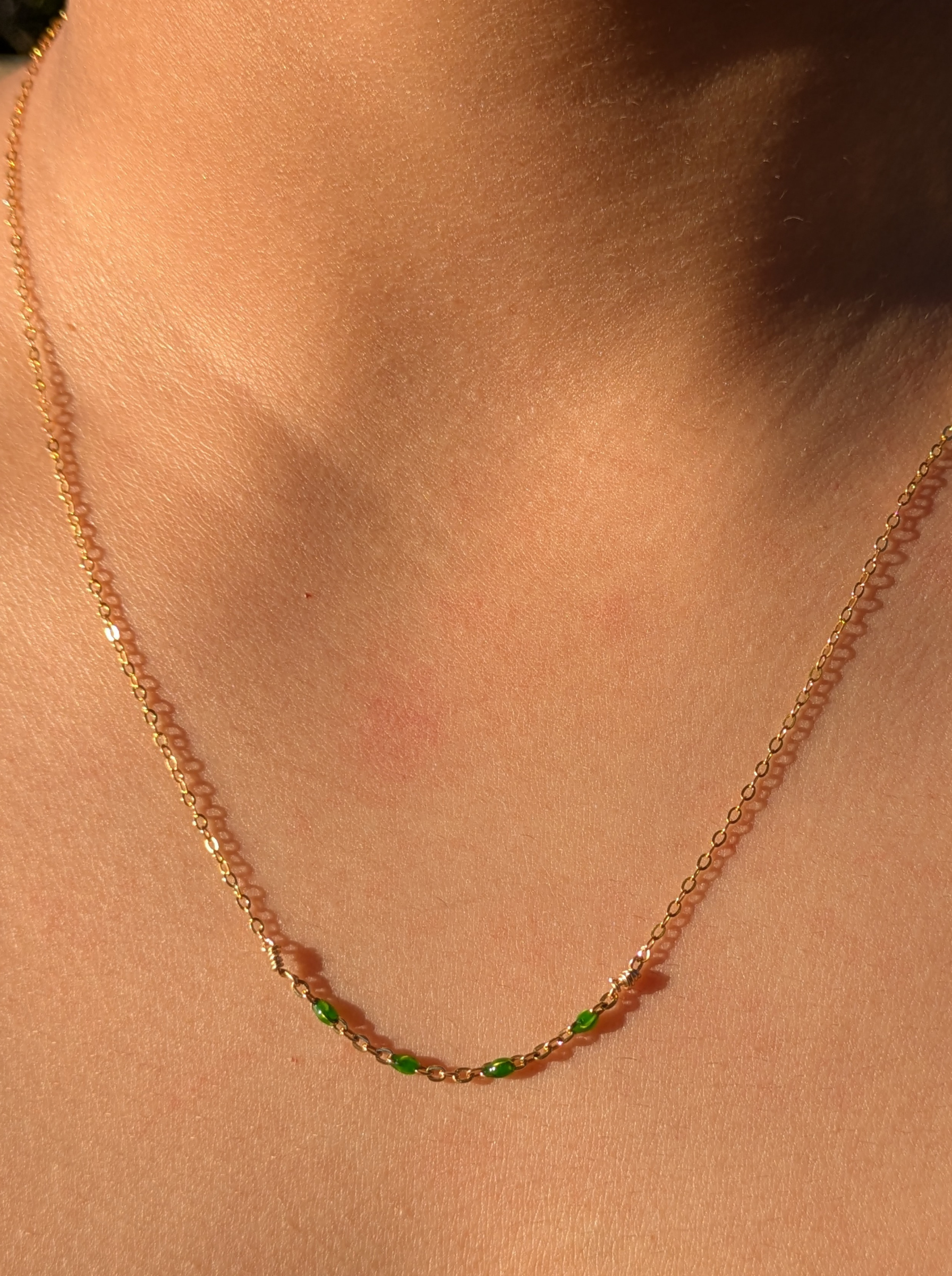 Emerald Enamel Satellite Necklace