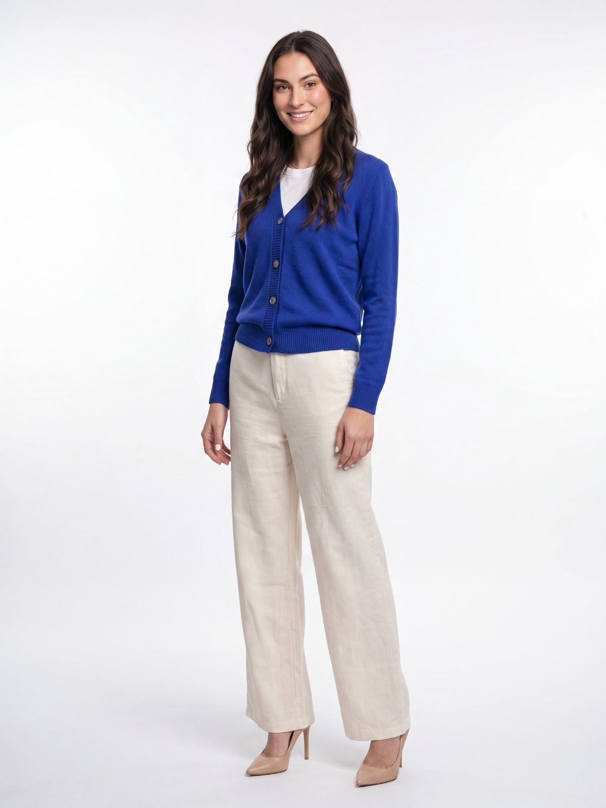 Cashmere-Merino Cardigan - Cobalt