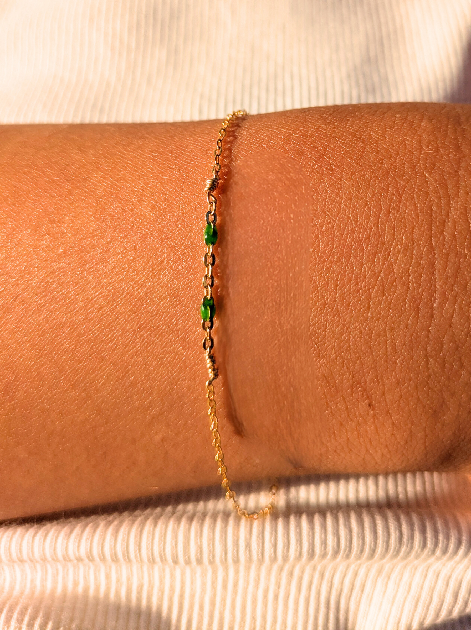 Dainty Emerald Satellite Bracelet