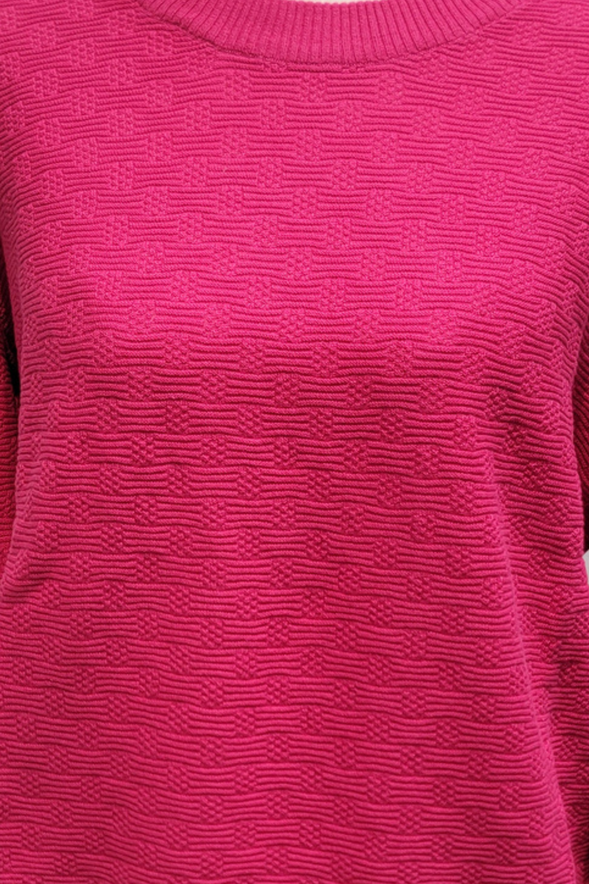 Electric Pink Textured Cotton Knit