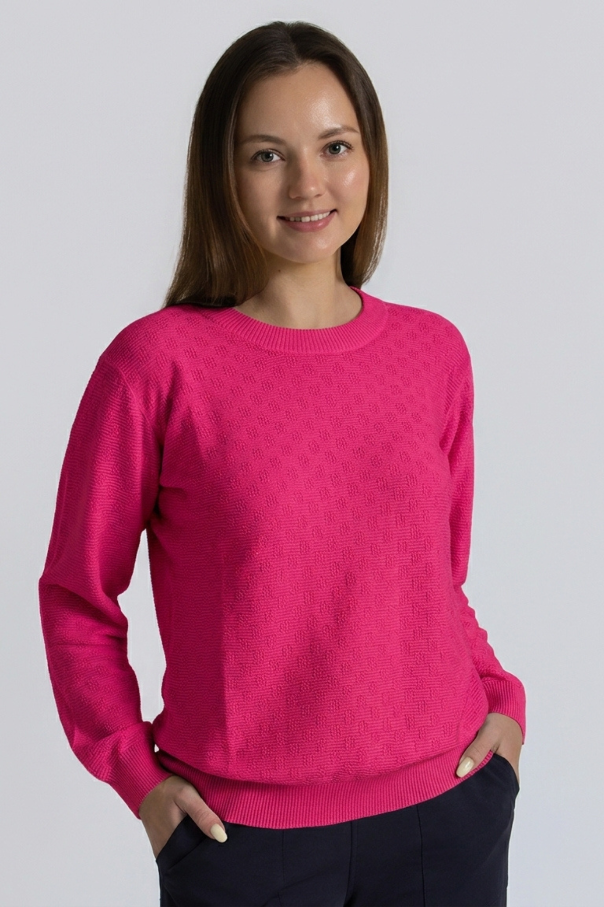 Electric Pink Textured Cotton Knit