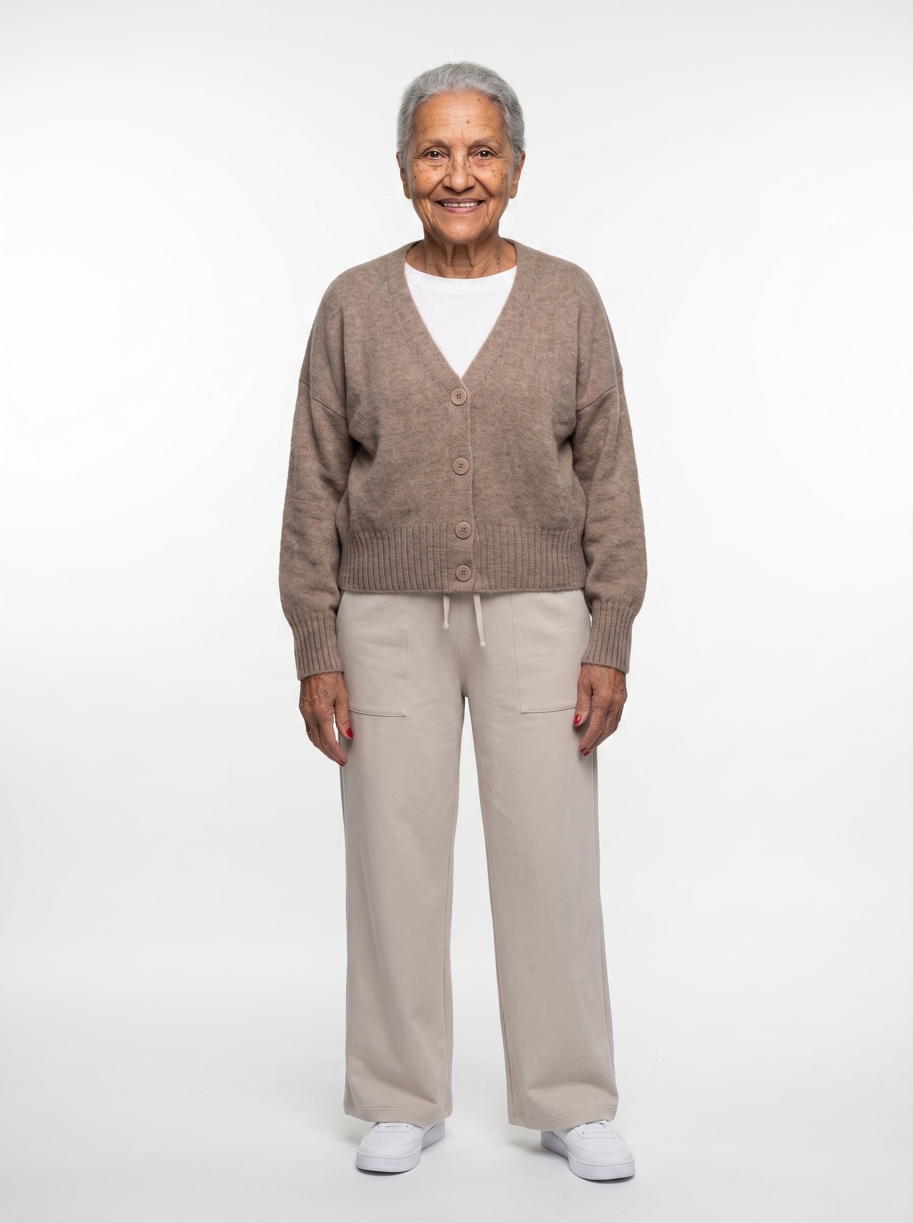 V-Neck Cardigan - Natural