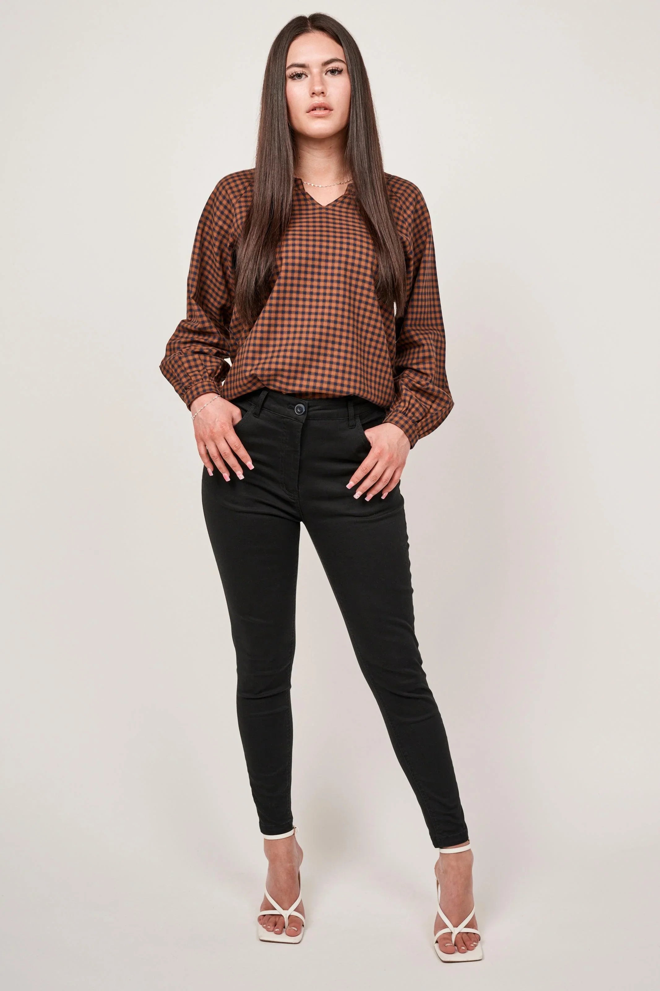 Black Skinny Fit Cotton Pants - Reca