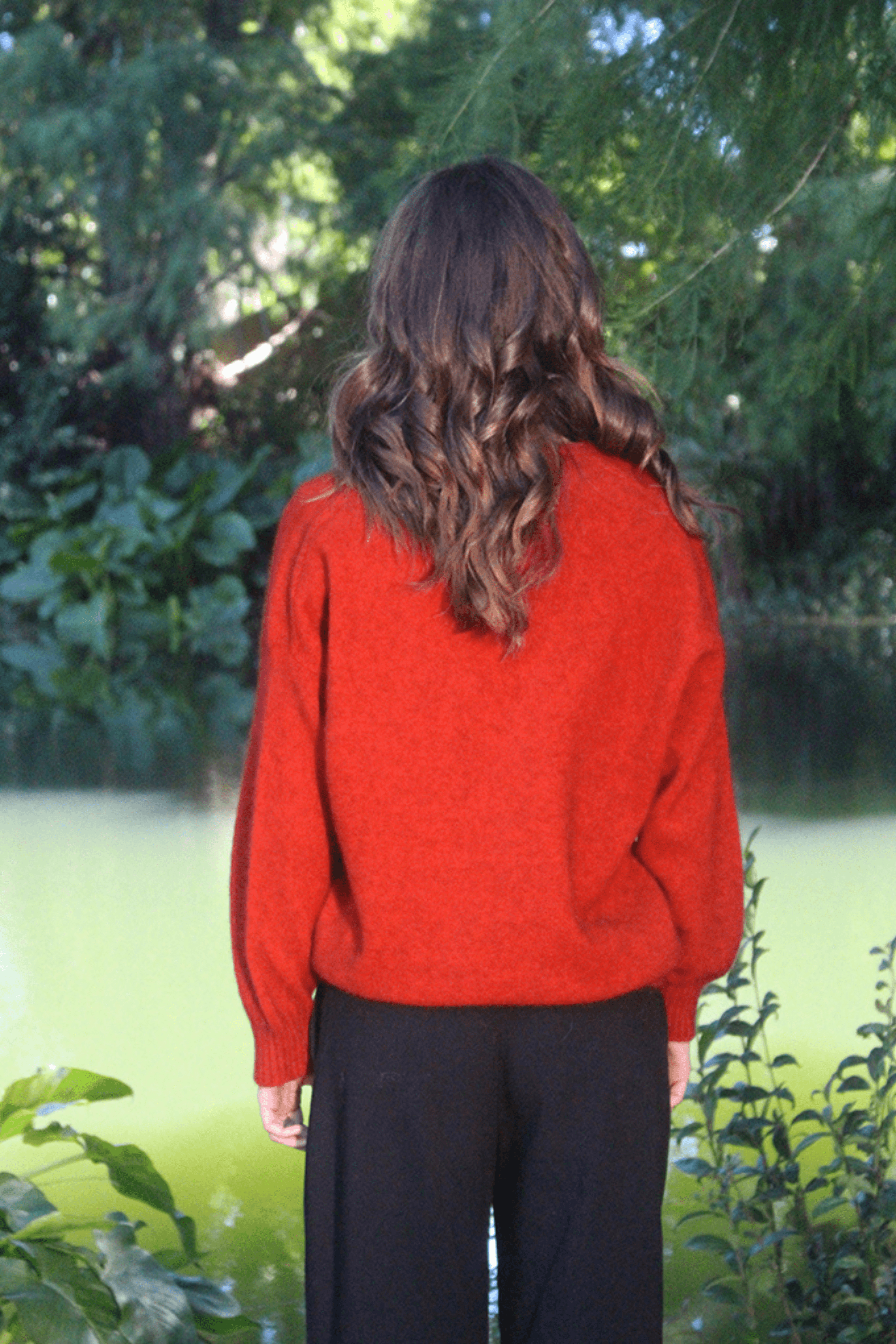 Cavern V Neck Jumper - Pumpkin - Reca