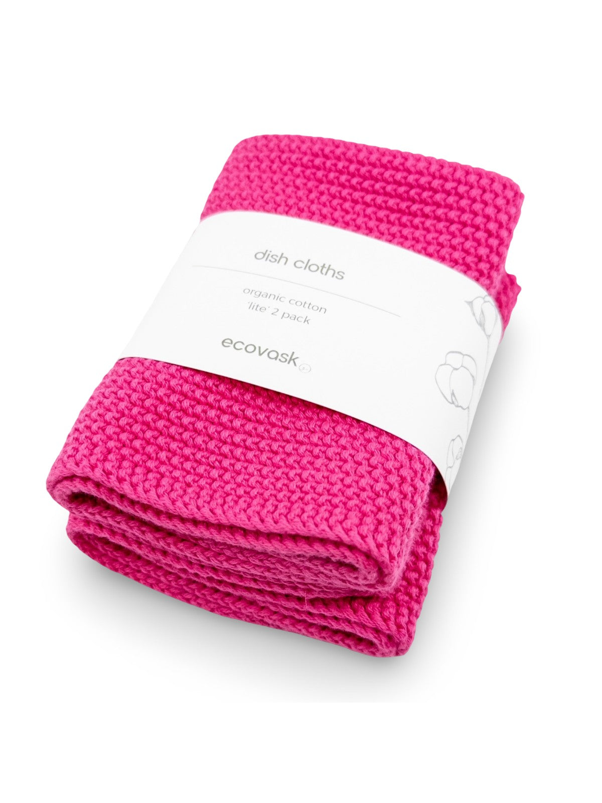 Dishcloth Lite 2pk - Raspberry - Ecovask organic cotton