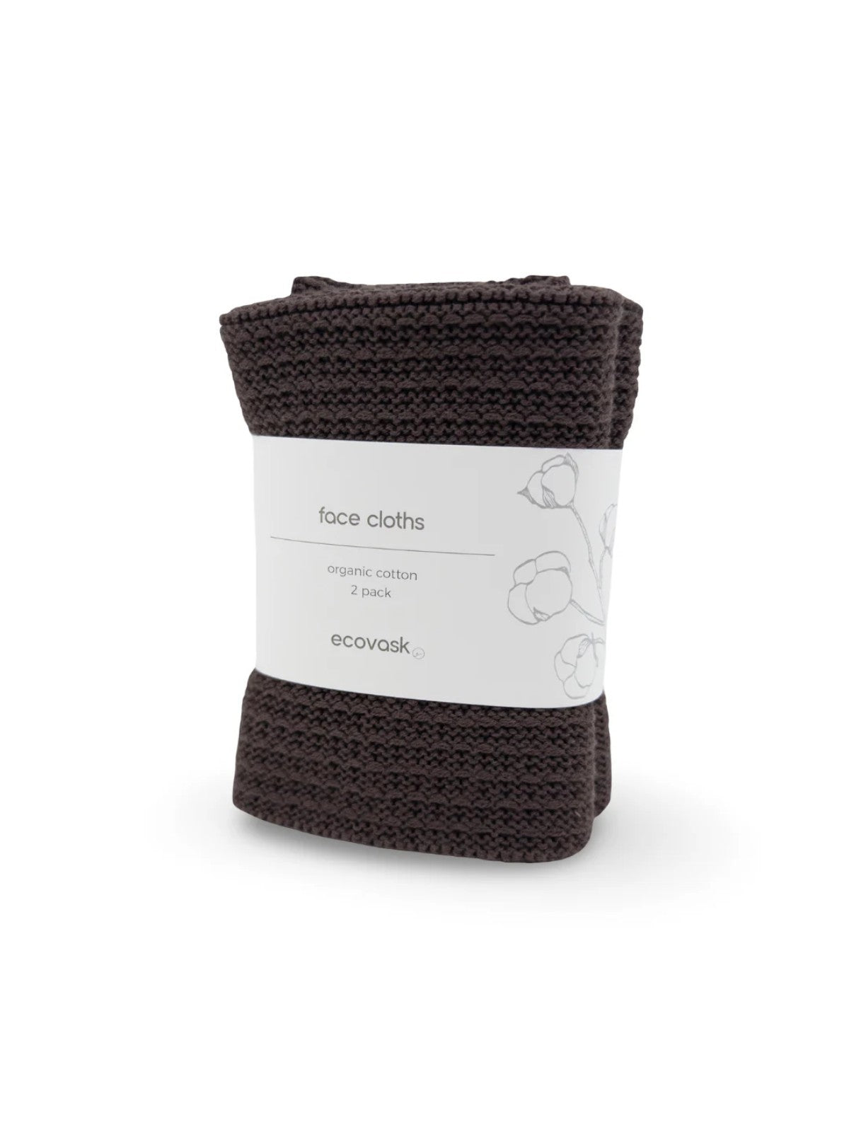 Face Cloth 2pk - Chocolate - Ecovask organic cotton