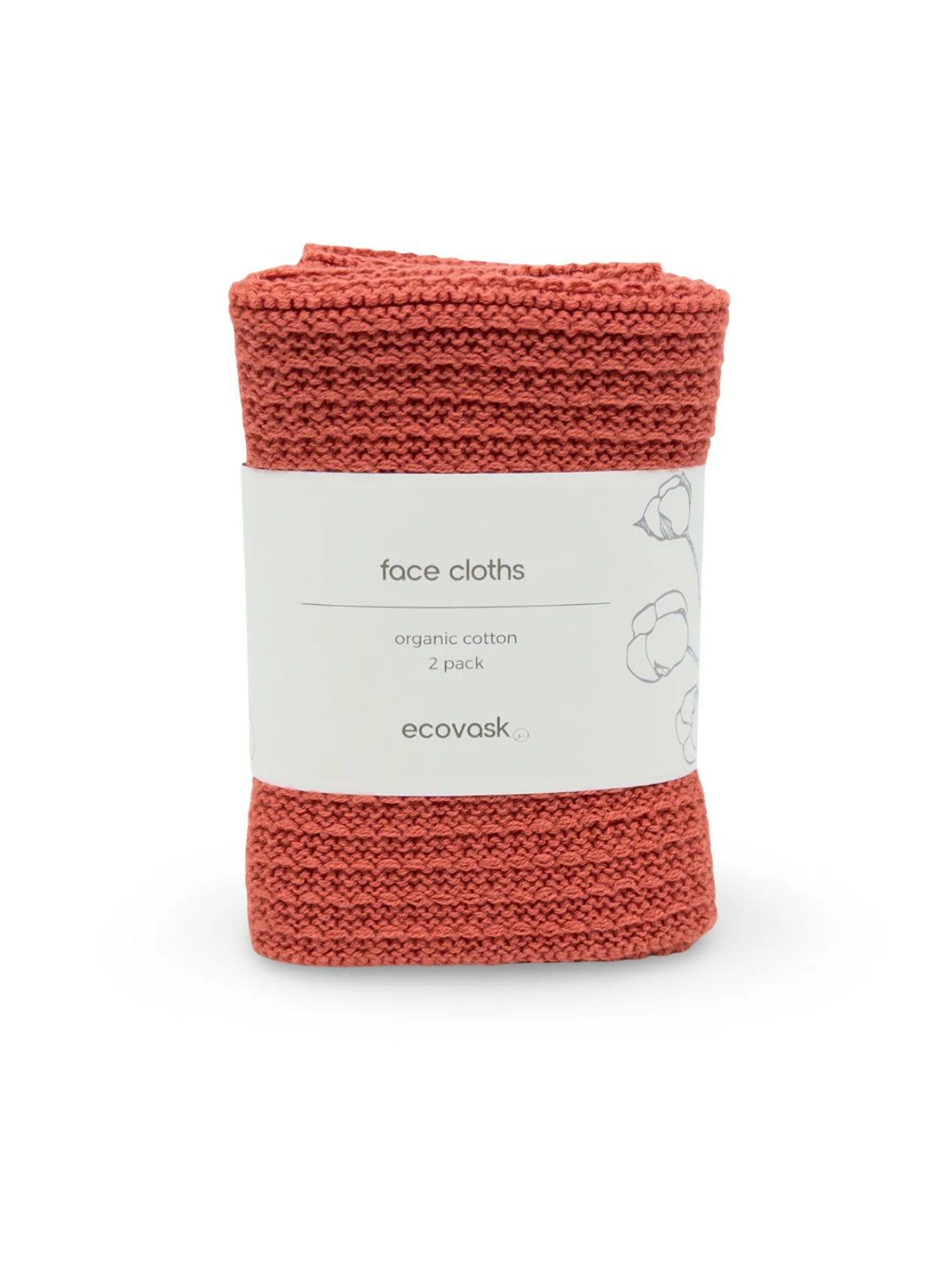 Face Cloth 2pk - Coral - Ecovask organic cotton