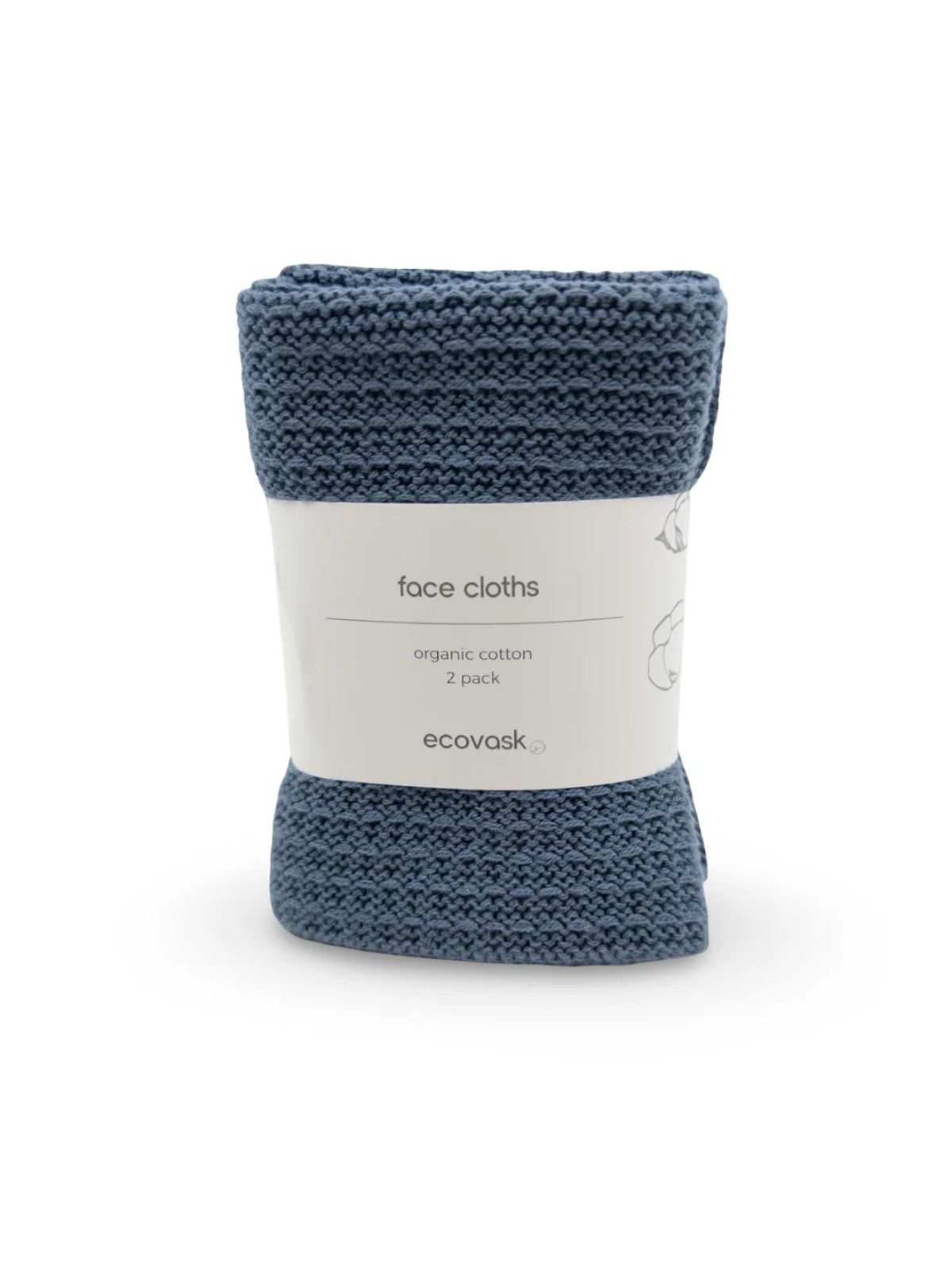 Face Cloth 2pk - Denim - Ecovask organic cotton
