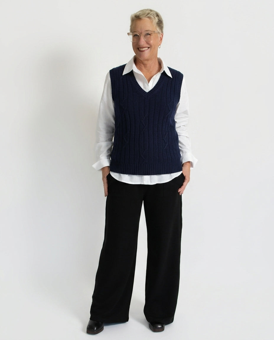 Harvest Merino Vest - Navy Blue