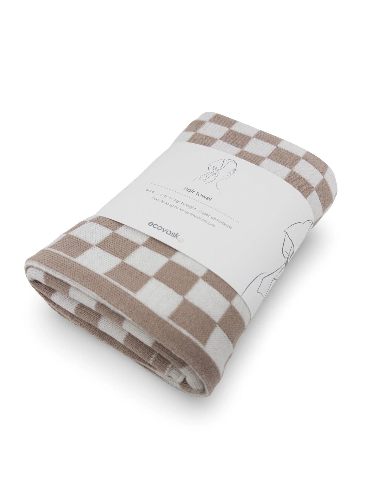 Hair Towel Mini - Hummus Chequer - Ecovask organic cotton