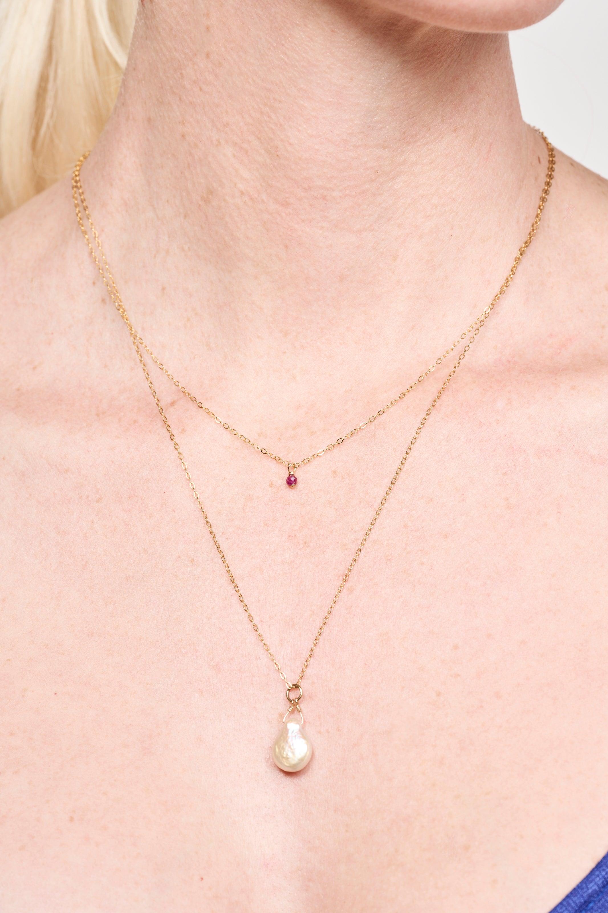 Mini Pink Sapphire Necklace - Reca