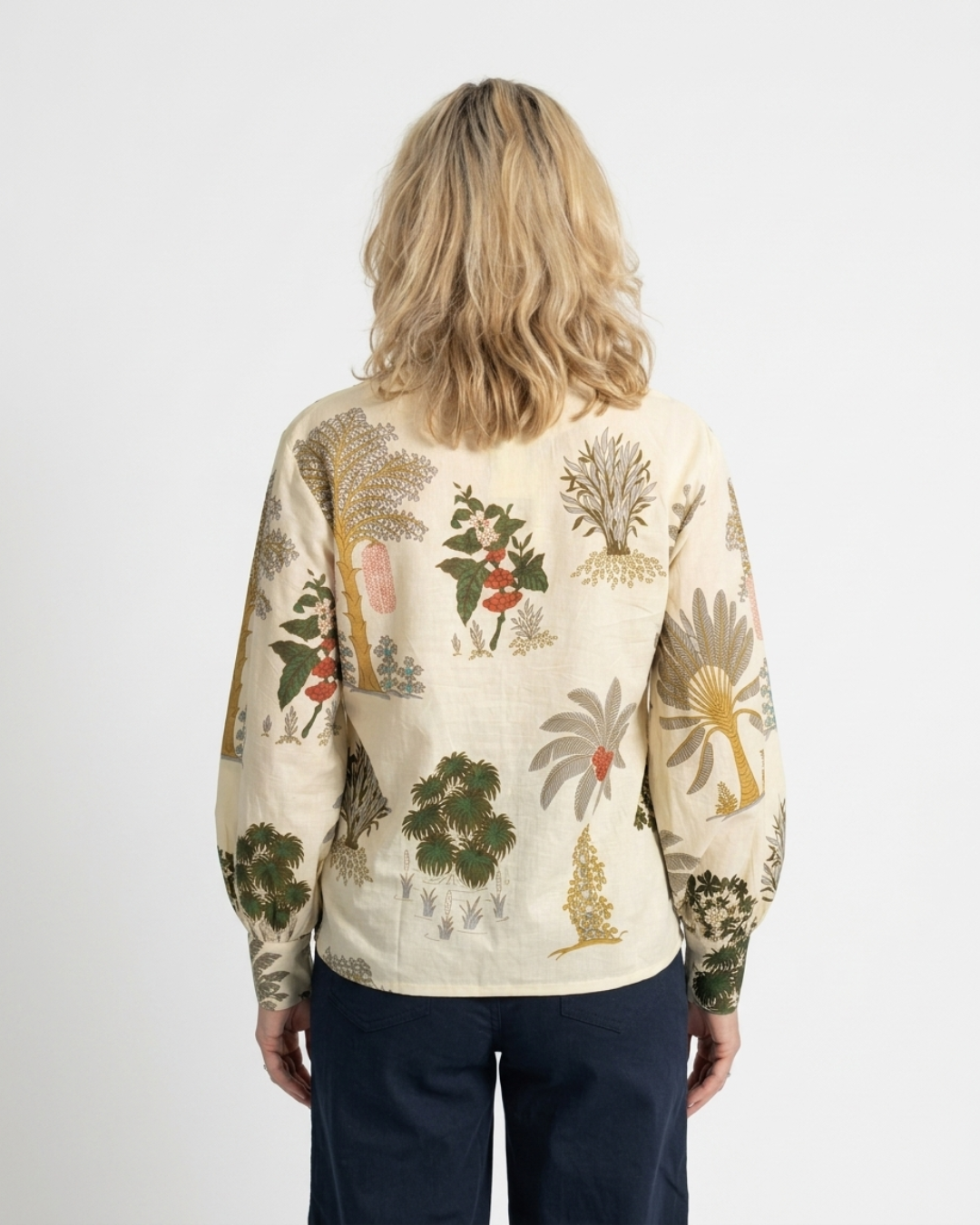 Palm Garden Cotton Blouse back view
