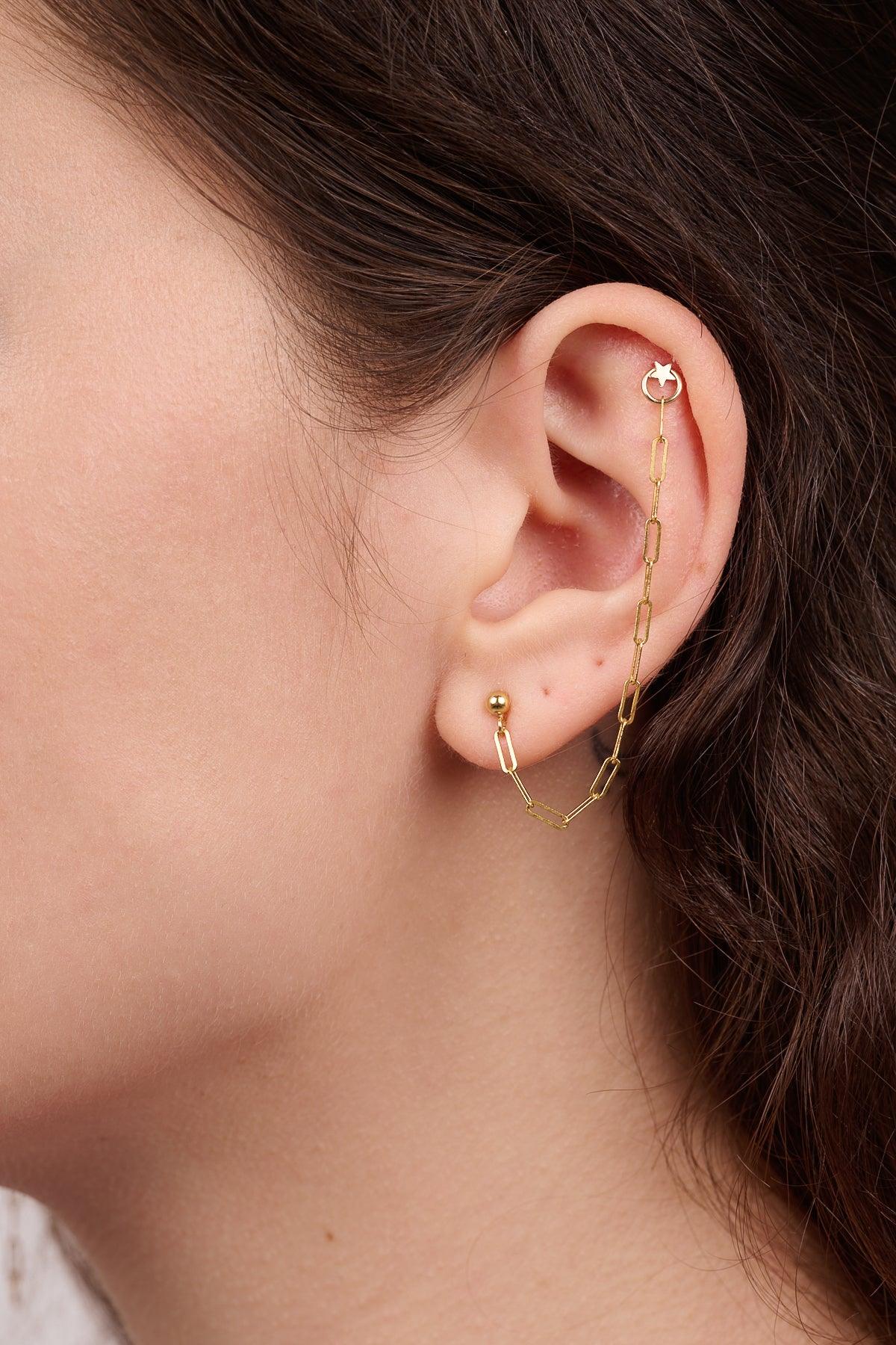 Paper clip chain stud rarrings - Reca