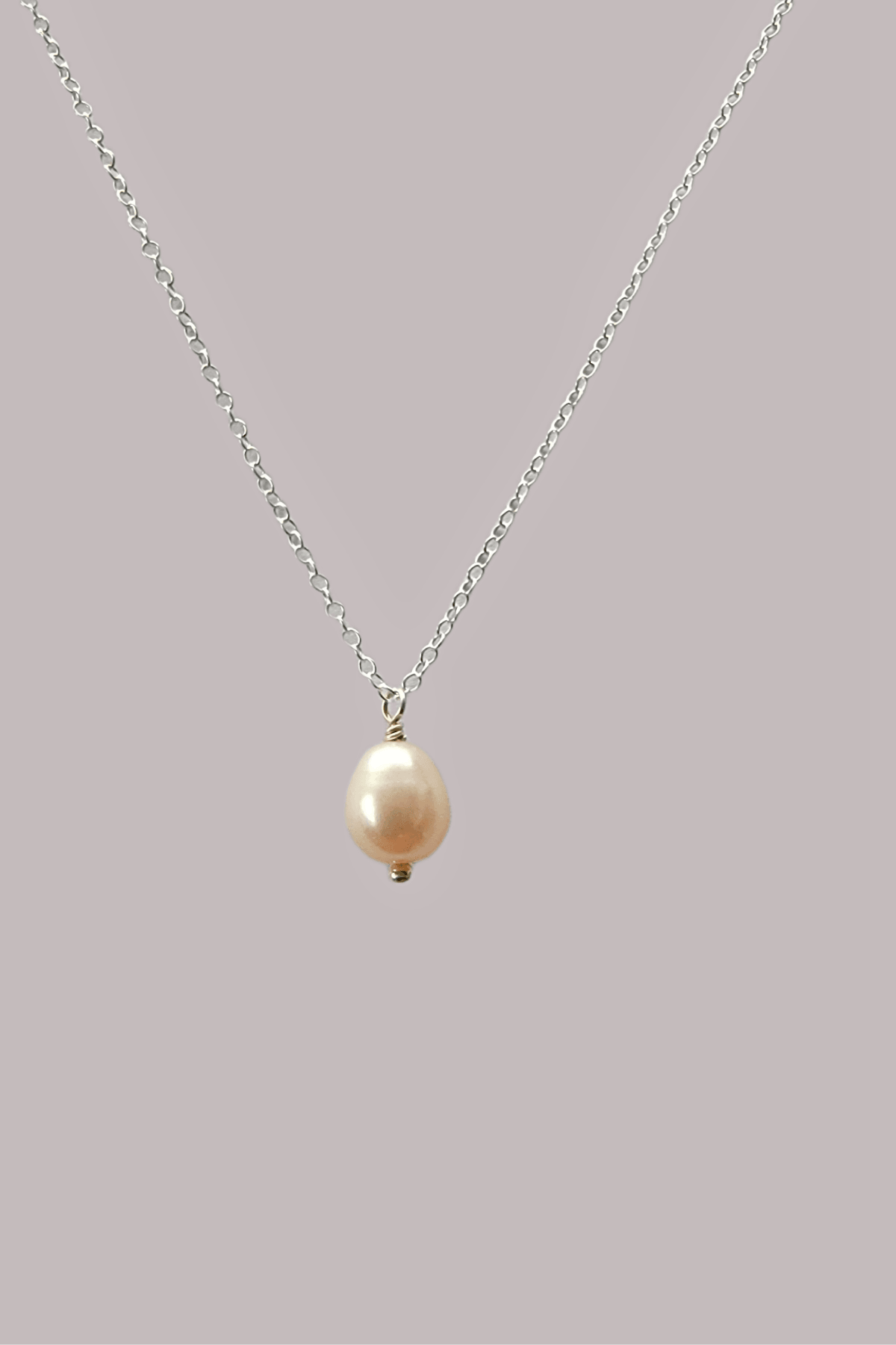 Pearl Drop Necklace - Silver - Reca