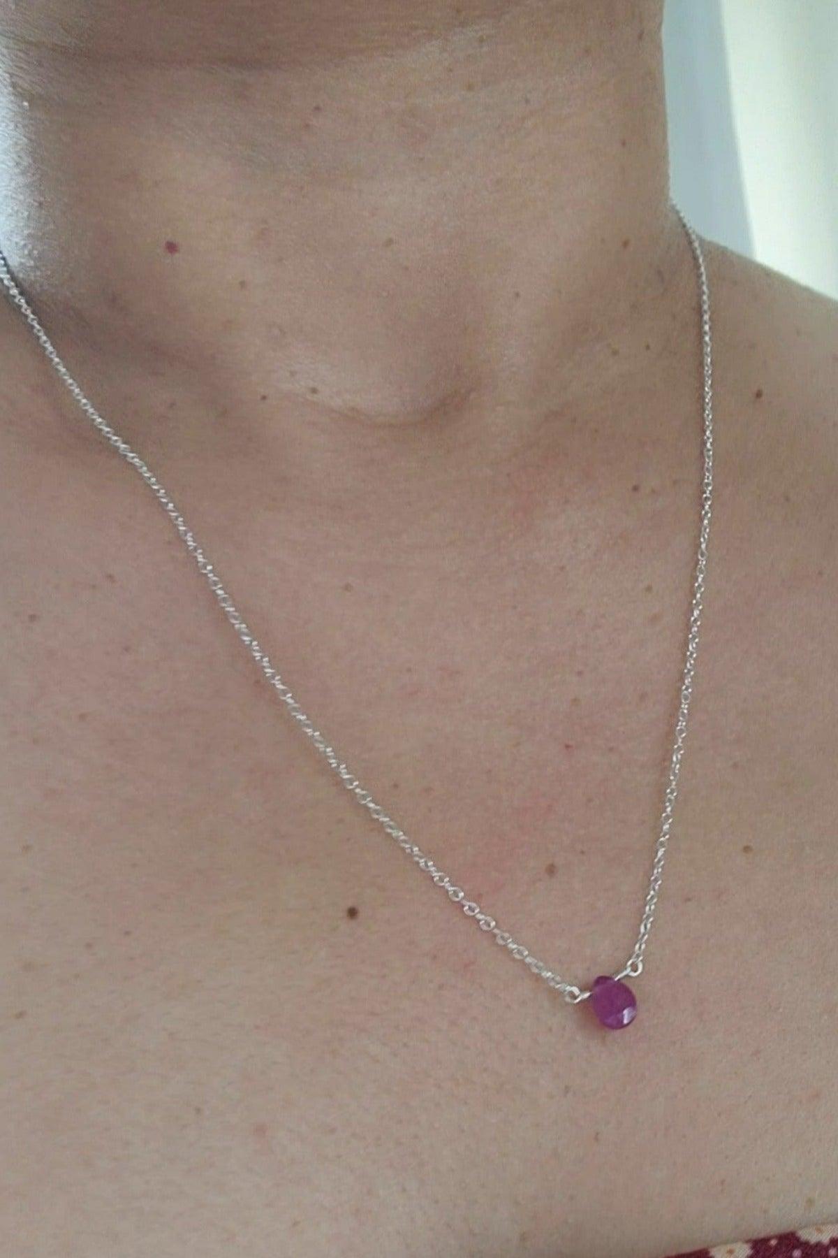 Pink Sapphire Necklace - Silver - Reca