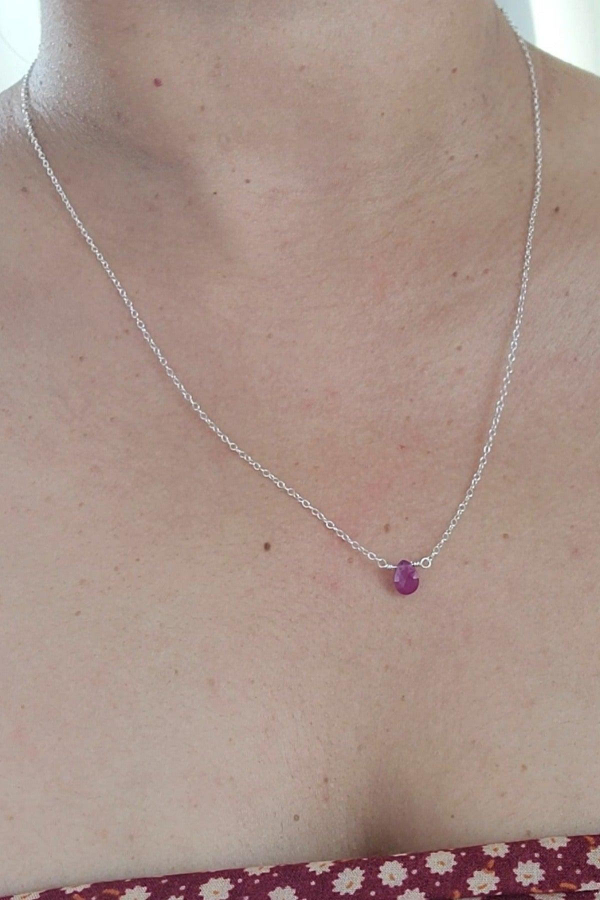 Pink Sapphire Necklace - Silver - Reca